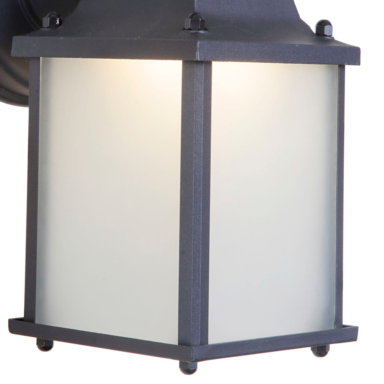 Black Aluminum LED Wall Lantern with Frosted Glass Shade