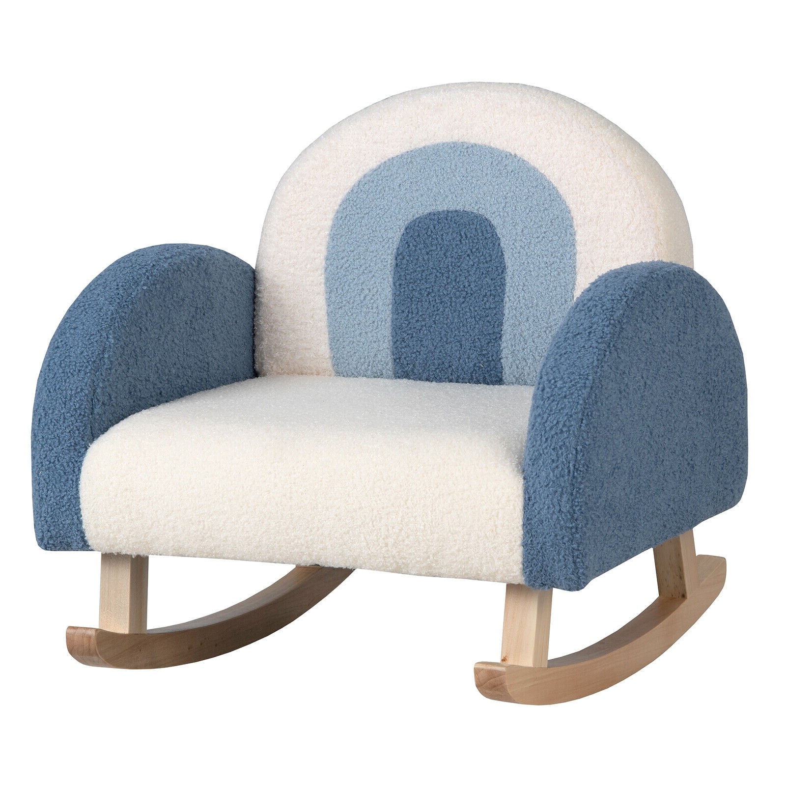 Slickblue Kids Plush Rocking Chair - 20 in Blue Upholstered Kids Chair ...