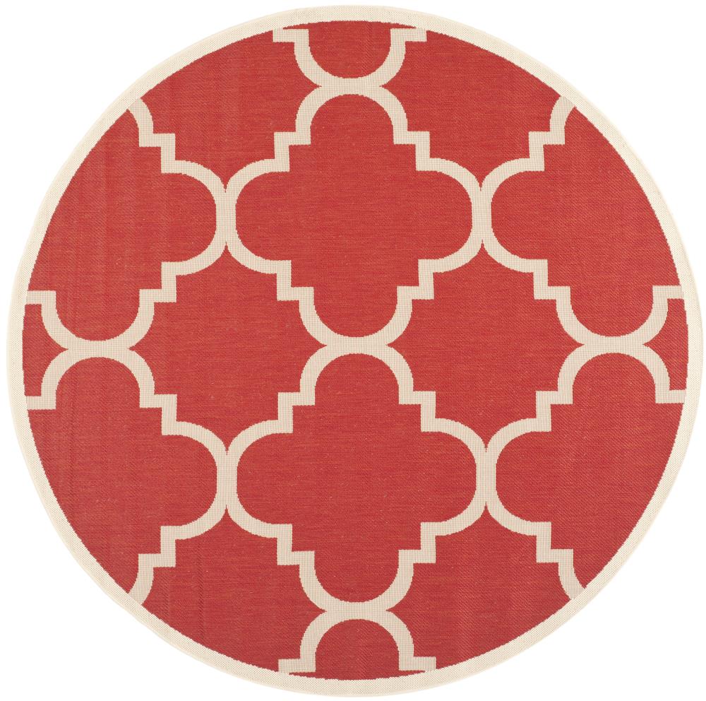 Safavieh CY6243-248-8R Courtyard Lihue 8 x 8 (ft) Loomed Polypropylene Red Round Indoor/Outdoor Geometric Coastal Area rug