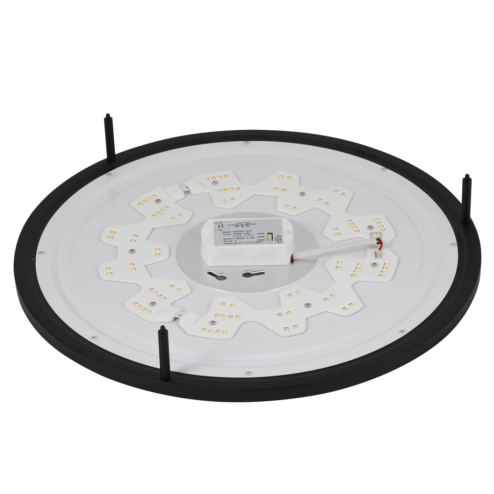 Matte Black 16" LED Flush Mount Ceiling Light with White Shade