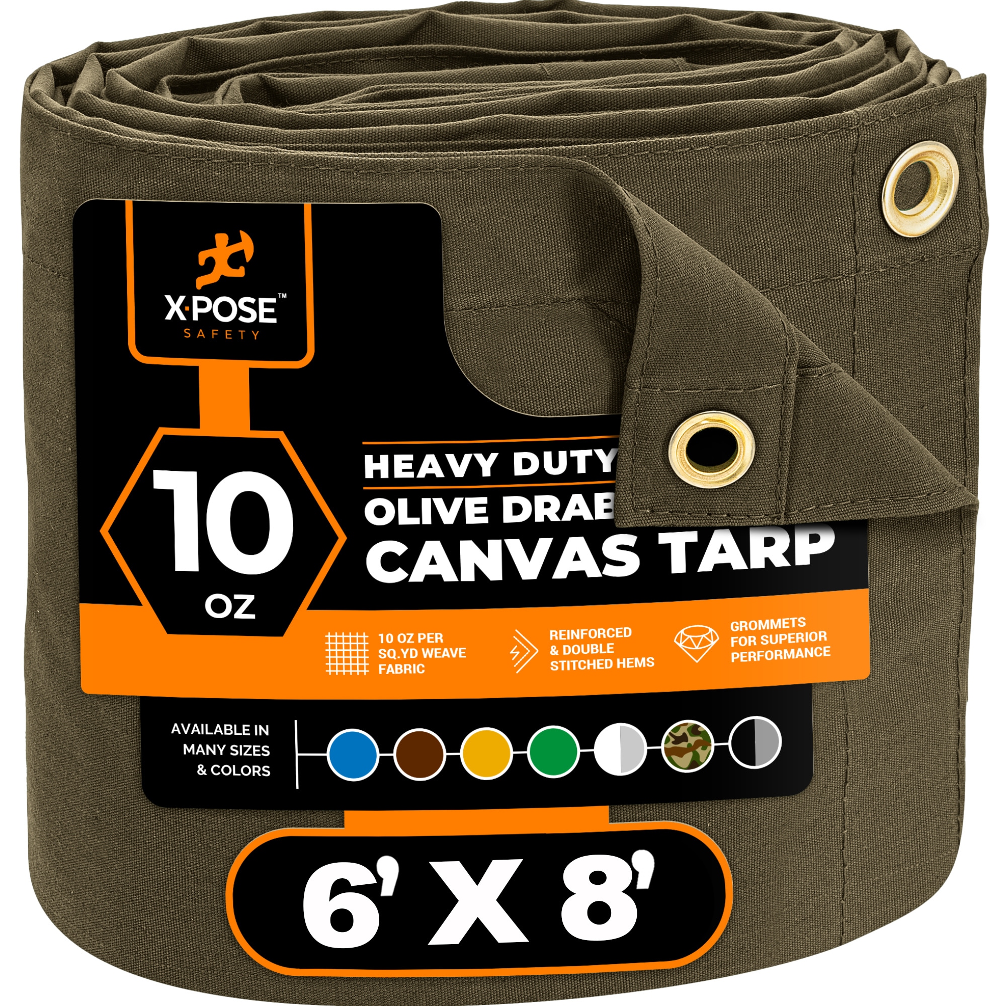 XPOSE SAFETY CTOD10-68-X 6-ft x 8-ft Green Commercial Canvas 14-mil Tarp