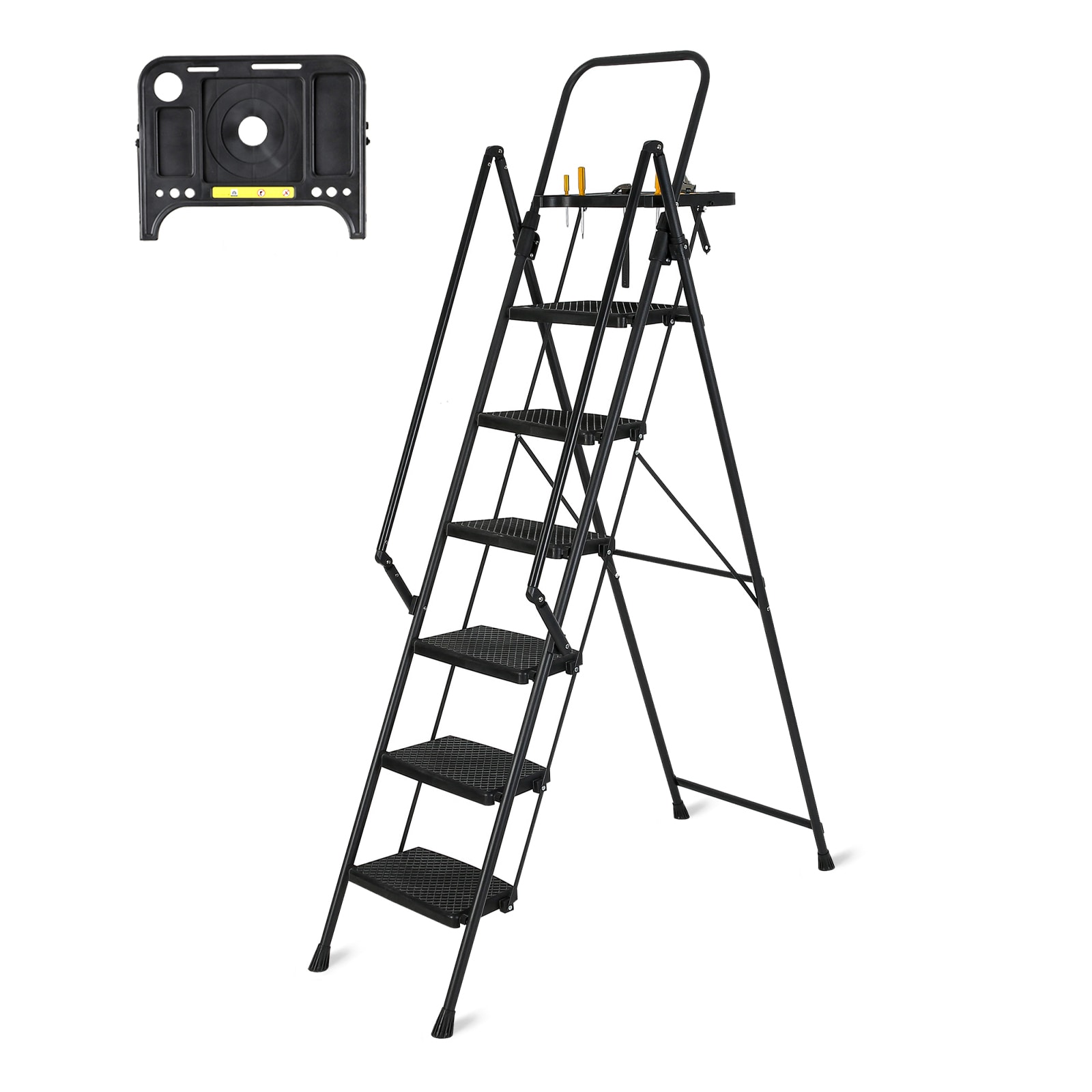 Flynama 6 -Step 330-lb Capacity Steel Foldable Step Stool
