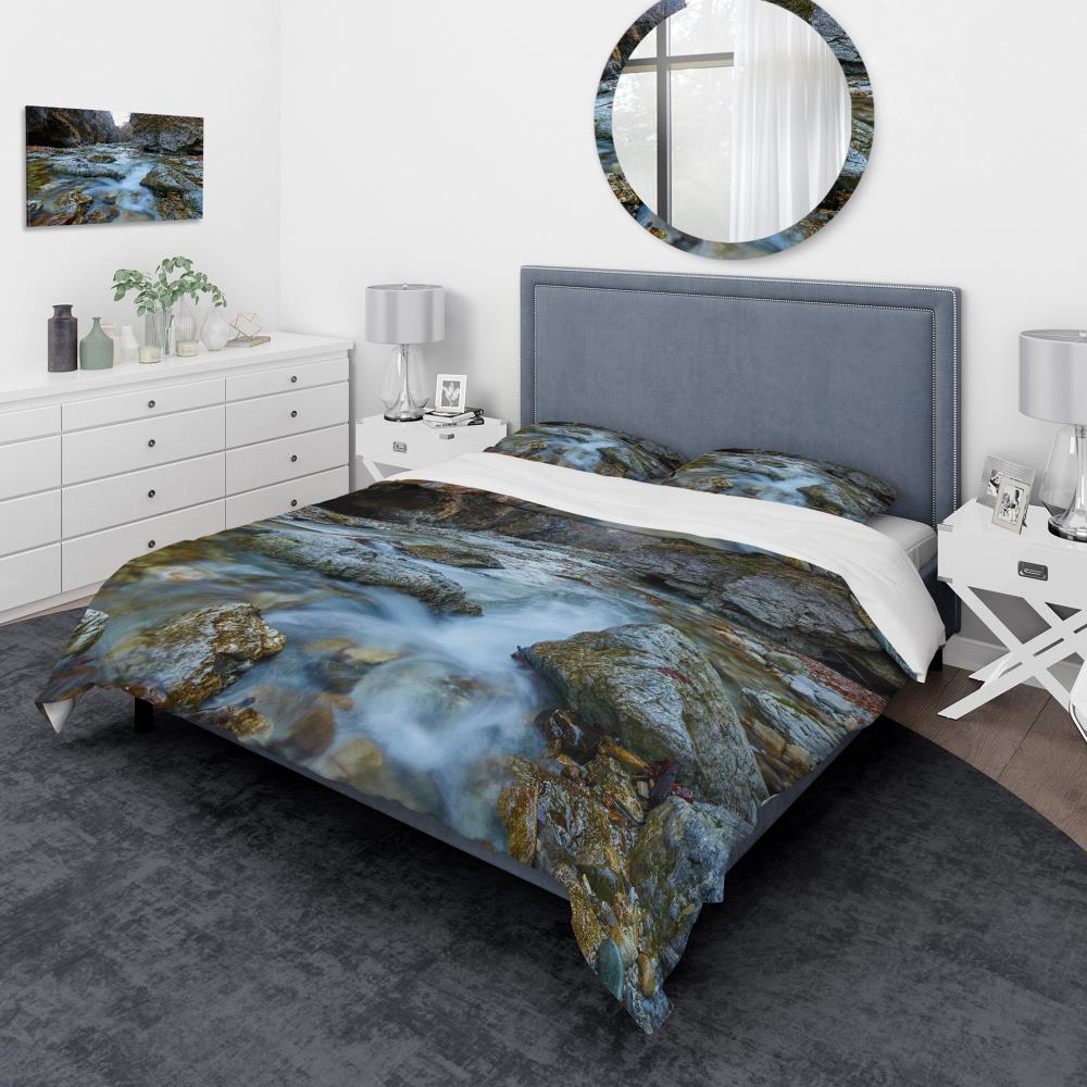 Designart BED8869-Q 3 -Piece Blue Queen Duvet cover Set