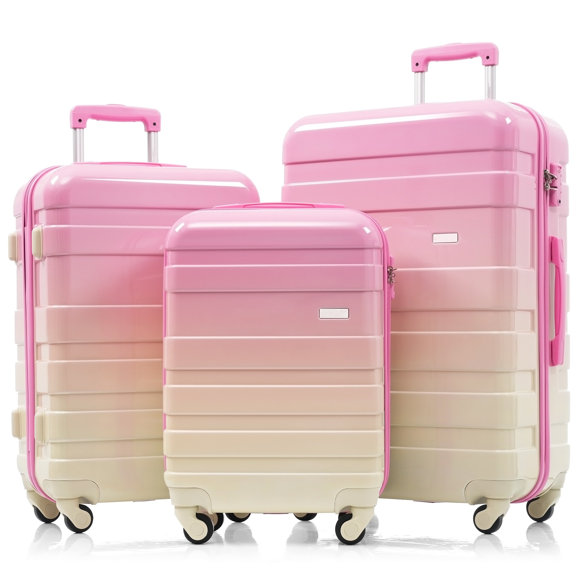 LOVMOR SF-Y-N726P281629S Luggage Sets New Model ABS Hardshell 3pcs Clearance Luggage Hardside Lightweight Durable Suitcase sets Spinner Wheels Suitcase with TSA Lock 20''24''28''( Pink)