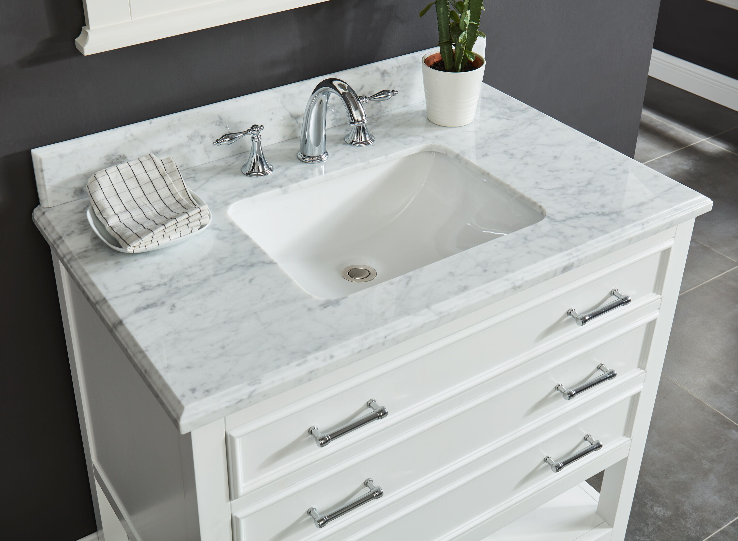 Allen + Roth Presnell 61-in Dove White Double Sink Bathroom Vanity with Carrara White Natural Marble Top | 261065