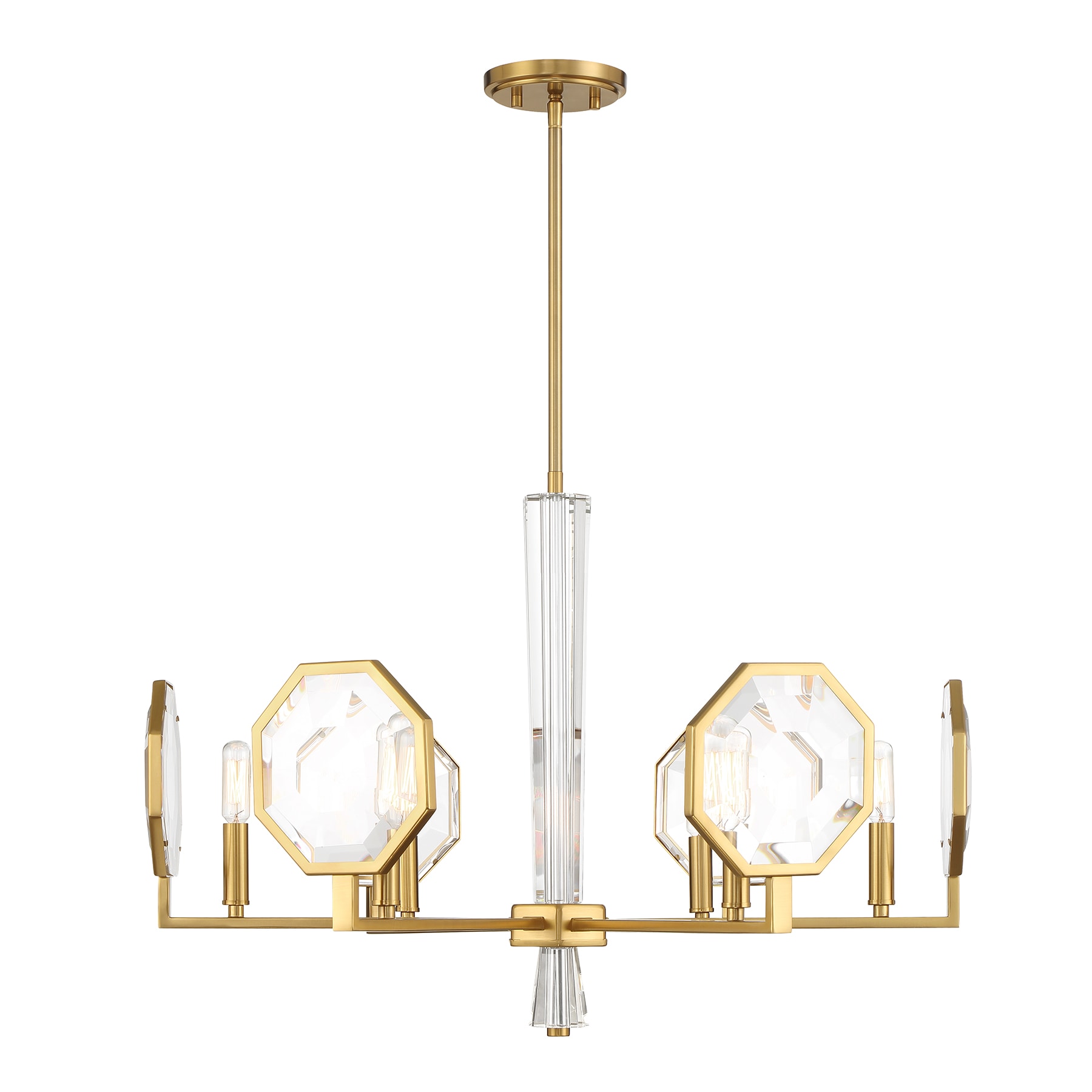 Leighton Warm Brass and Crystal 6-Light Chandelier
