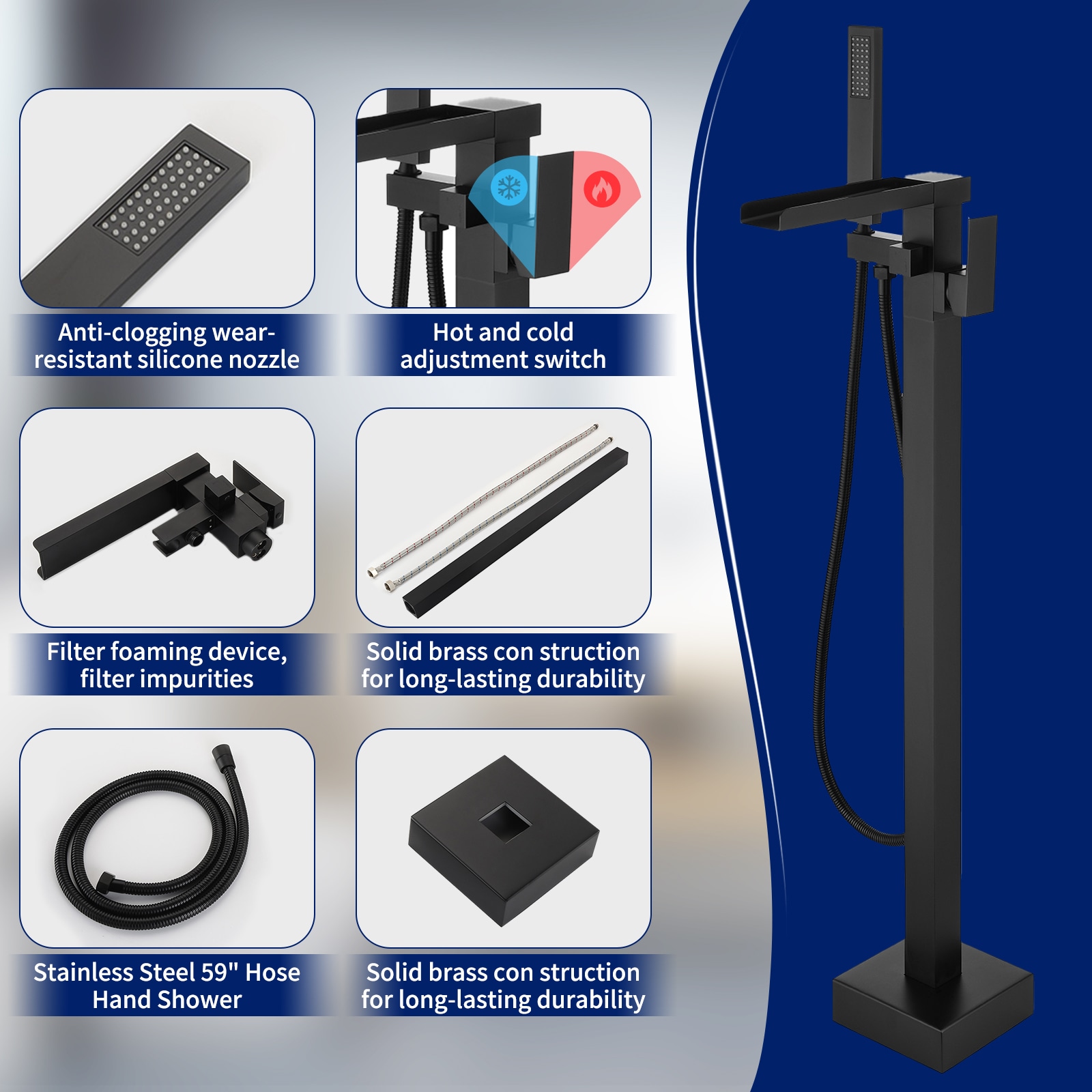 BWE A-97007-BLACK Roman-Tub-Faucets - View #4