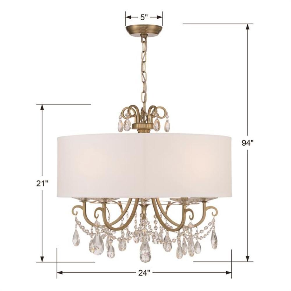 Vibrant Gold 5-Light Chandelier with Clear Crystal & Silk Shade