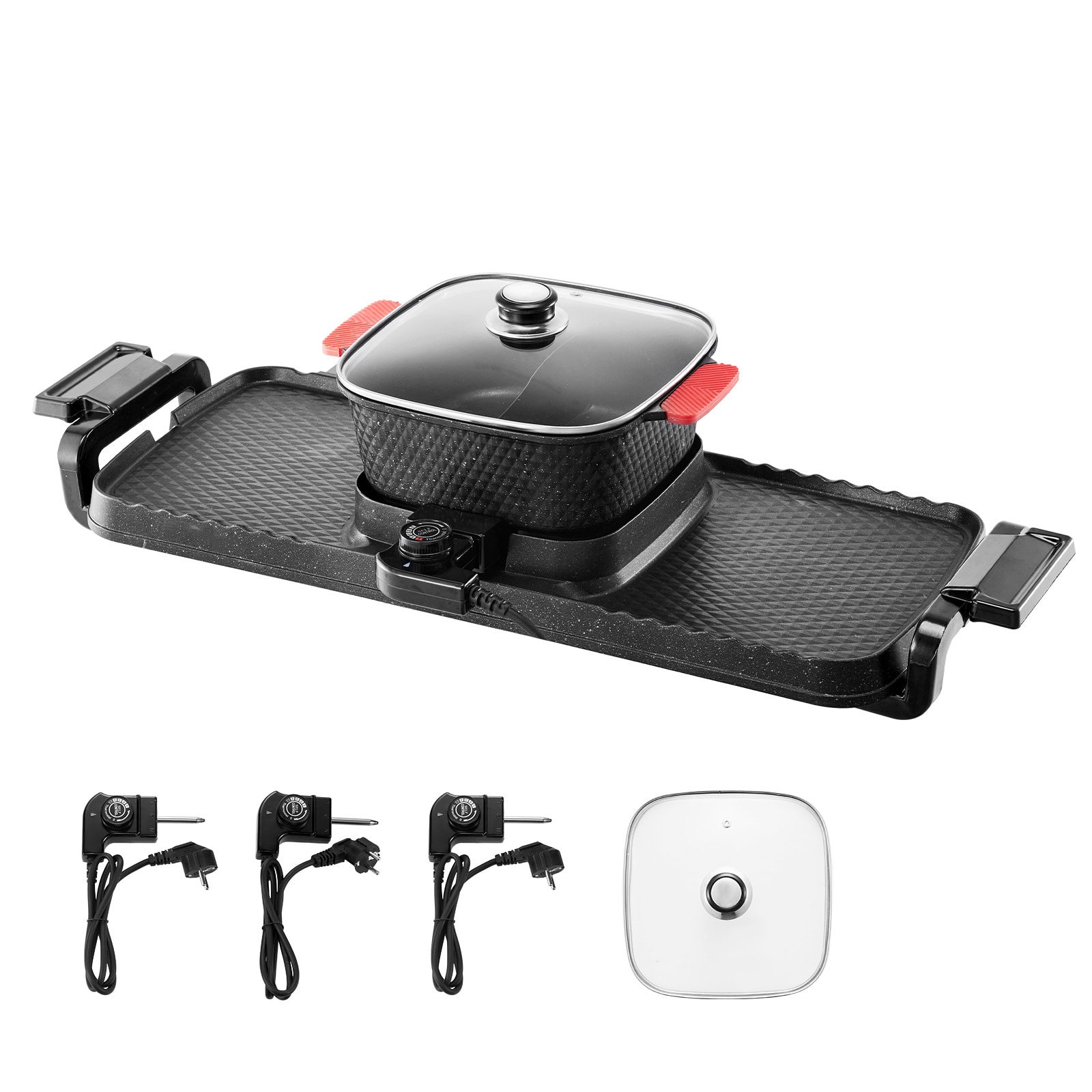 VEVOR FTSJ2200W110VXOZEV1 2 in 1 Electric Hot Pot Grill 2300 -Watt Cast Aluminum Electric Grill