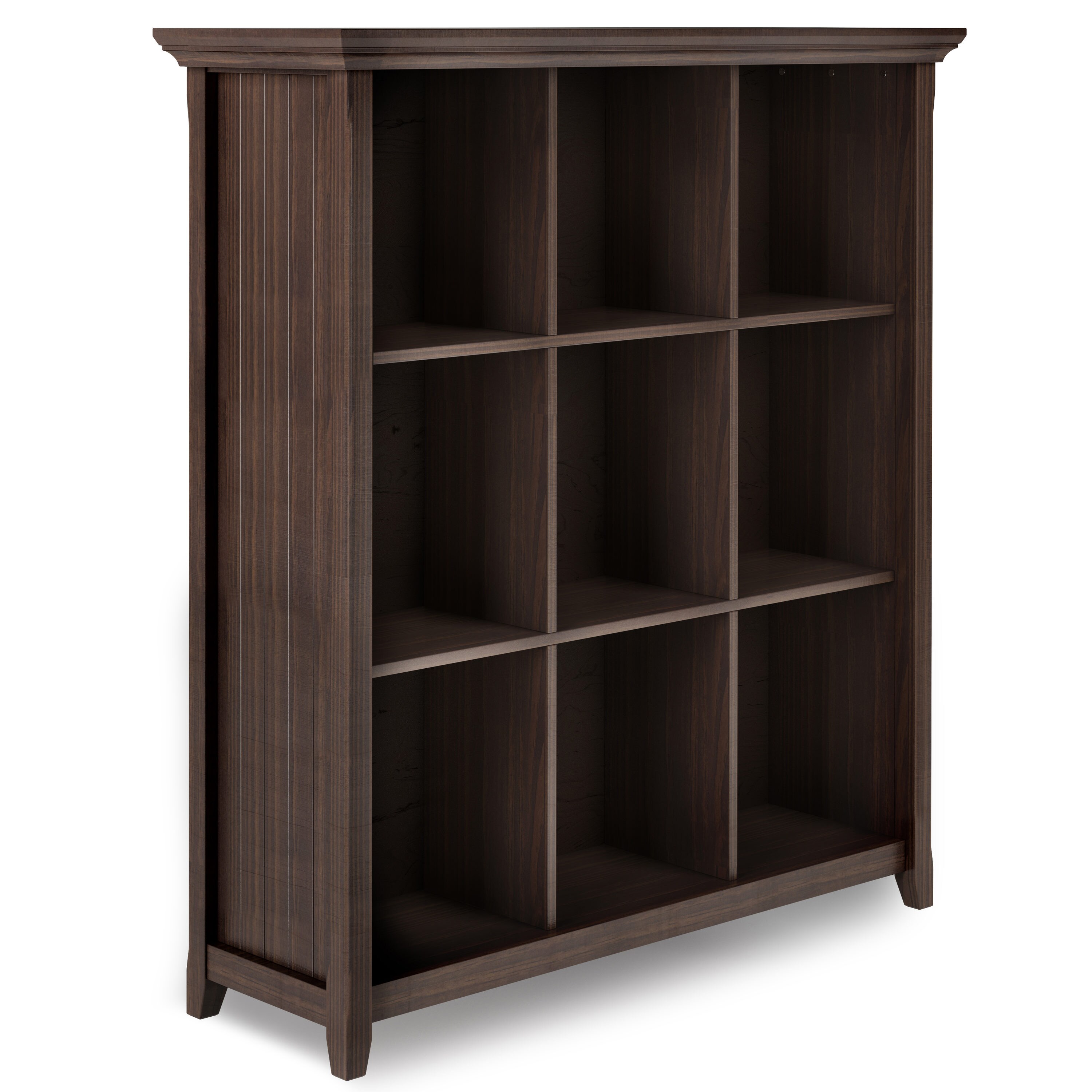 Simpli Home AXCB222-WWB Acadian Warm Walnut Brown Wood 9 -Shelf Modular Bookcase ( 44-Inches W x 48-Inches H x 15.75-Inches D ) Stained