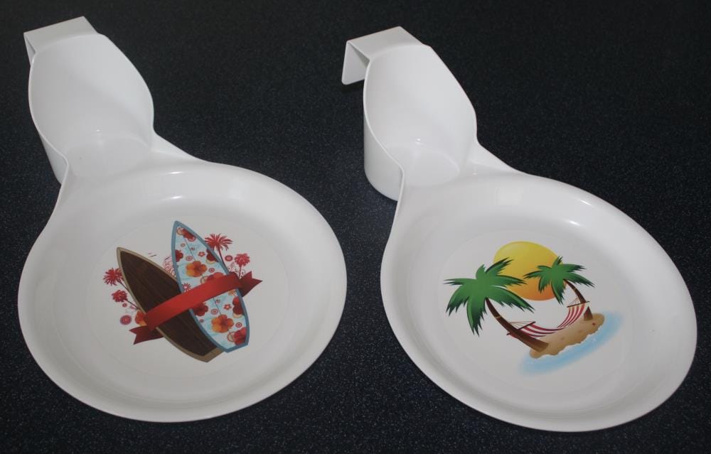 Drink & Plate DP4PALM-SURF Drink and Plate 13.5-in x 8.75-in Multicolor 2 Divided Round Serving platter