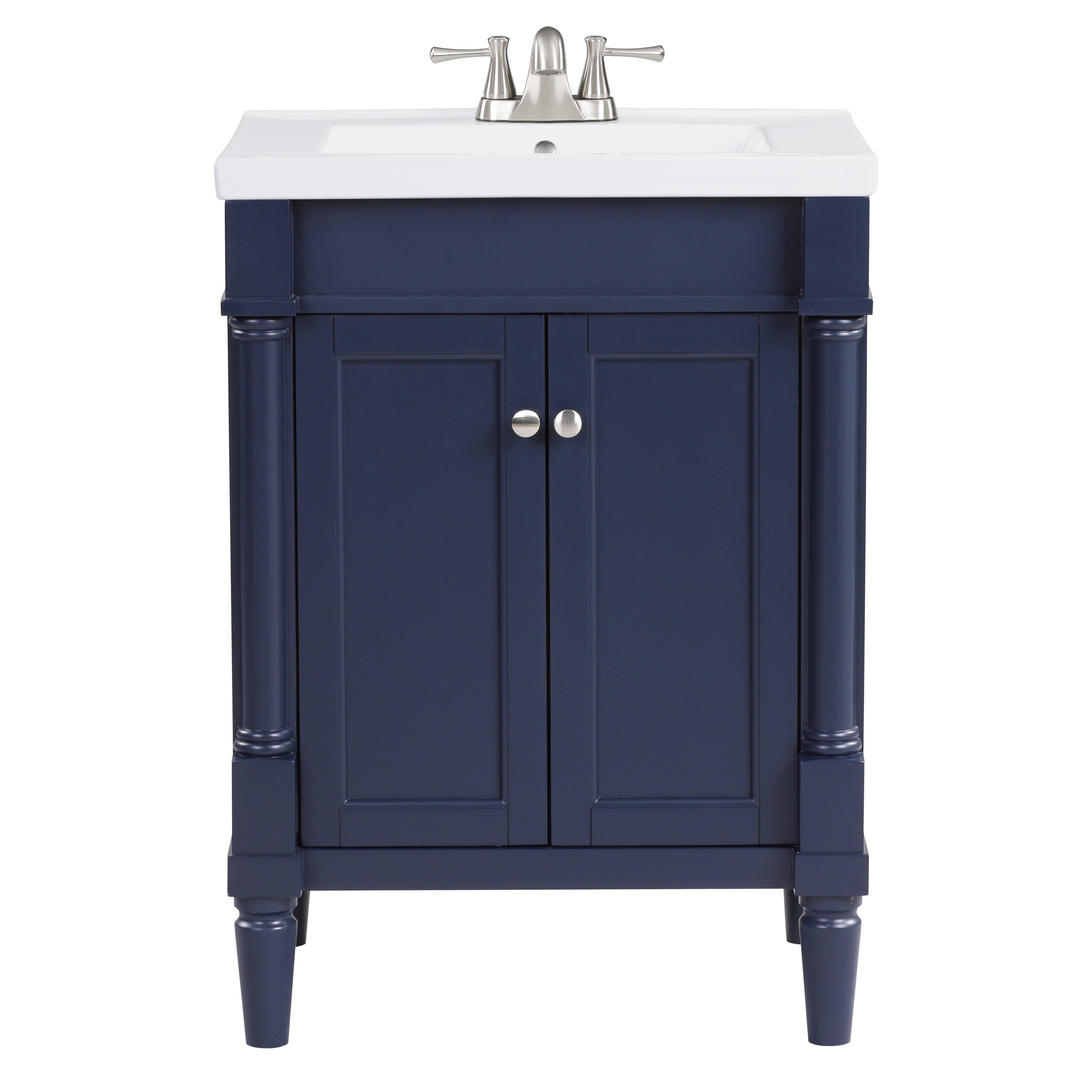 allen + roth Stanton 24-in Navy Blue Single Sink Bathroom Vanity with ...