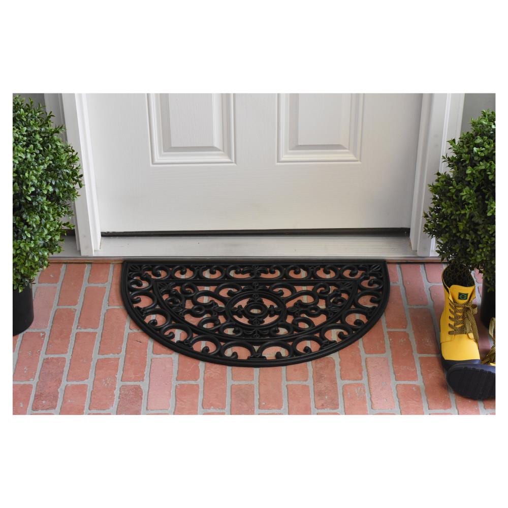 Aristotle Scroll 2-ft x 3-ft Black Rubber Outdoor Doormat