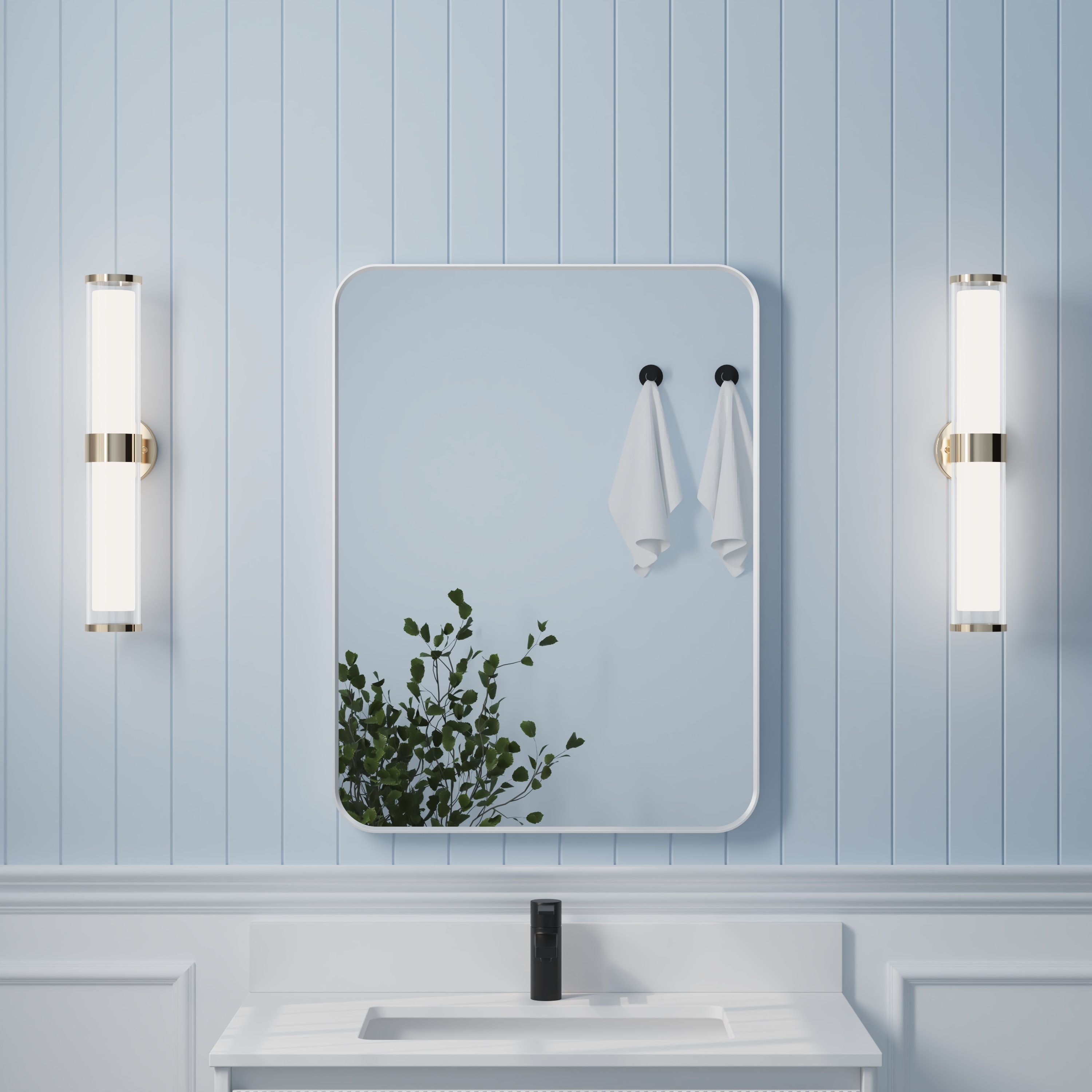 Forclover ALW27-31MR 24-Inches x 32-Inches Polished Rectangle Bathroom Vanity Mirror ( White )