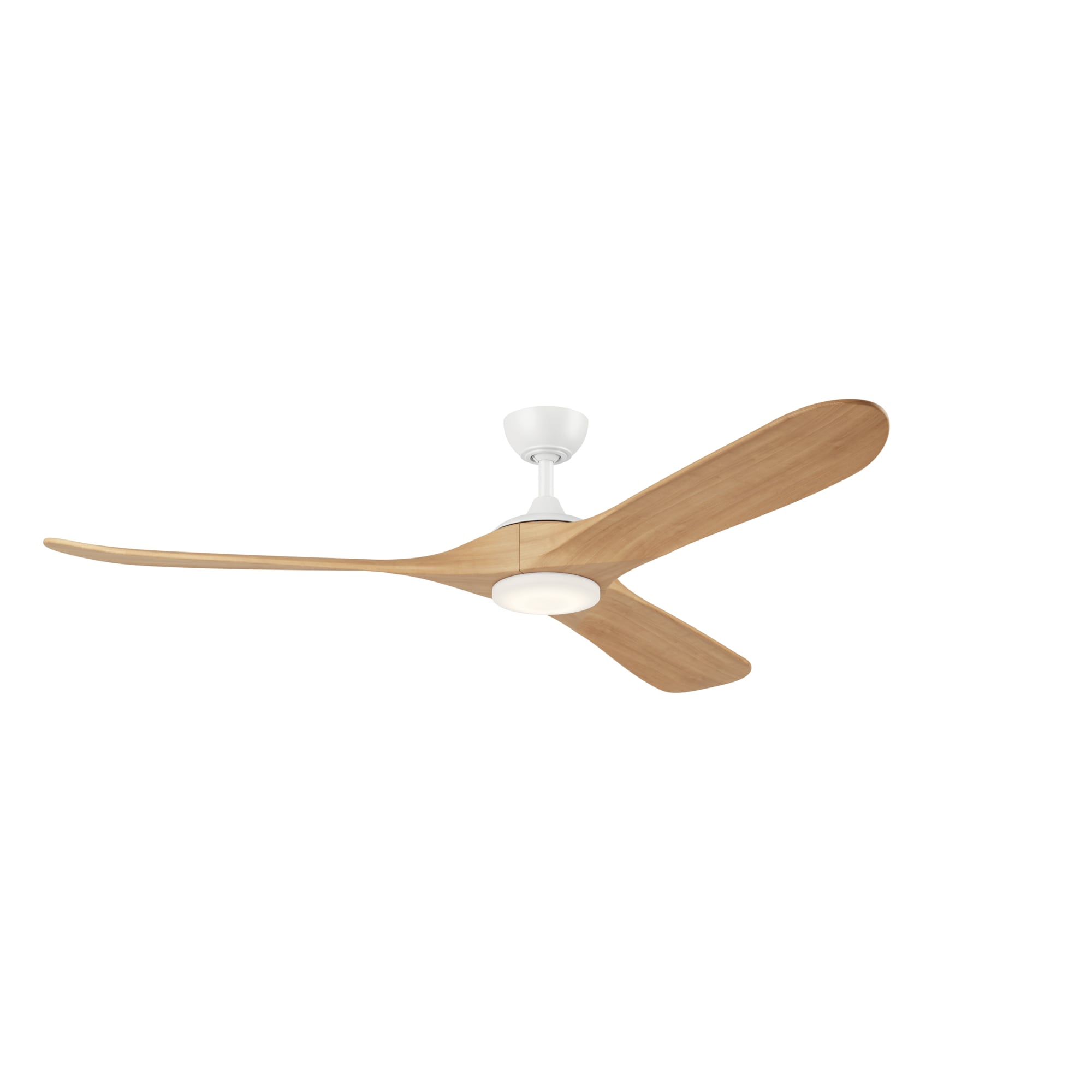 Kichler 310570MWH Mylo 70-in Color-Changing Integrated LED Outdoor Matte White with White Maple Blades Ceiling Fan With Light - Remote Included ( 3 -Blade )