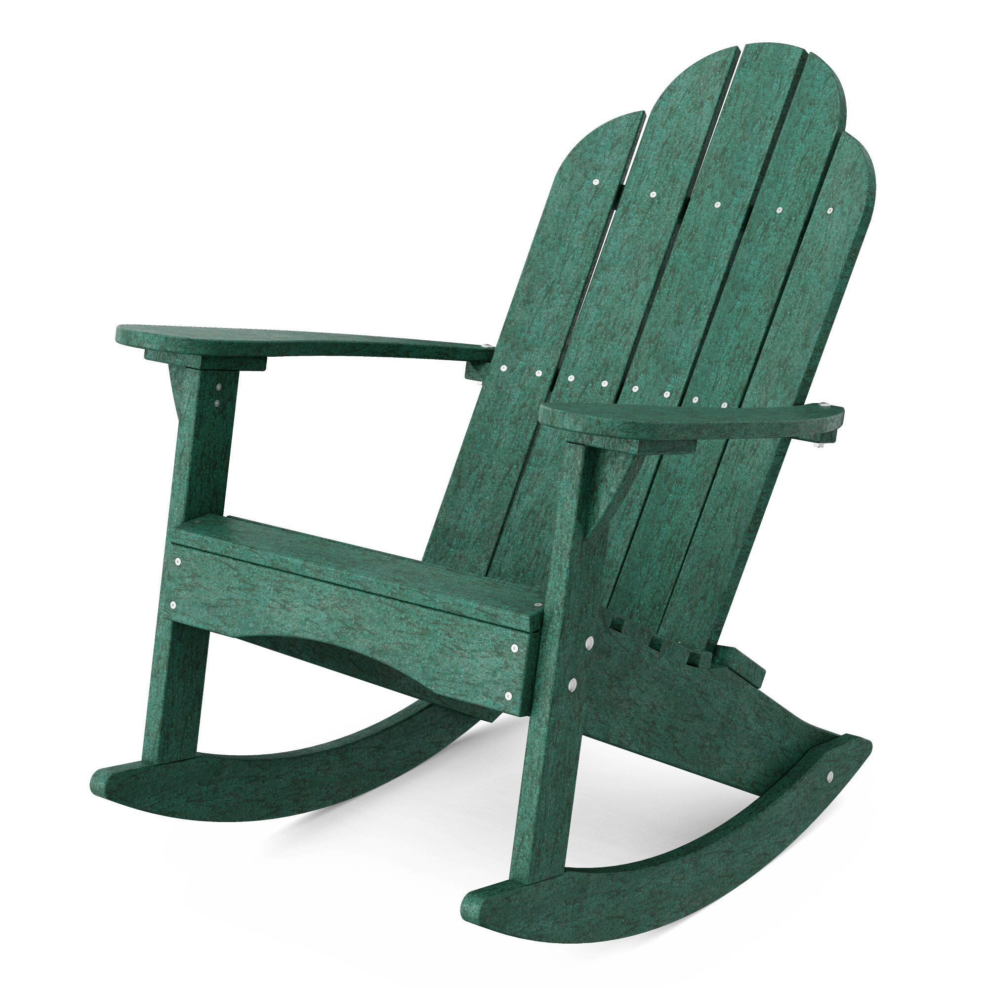 Wildridge LCC-215-TG Classic Adirondack Turf Green HDPE Frame Rocking Chair with Slat Seat