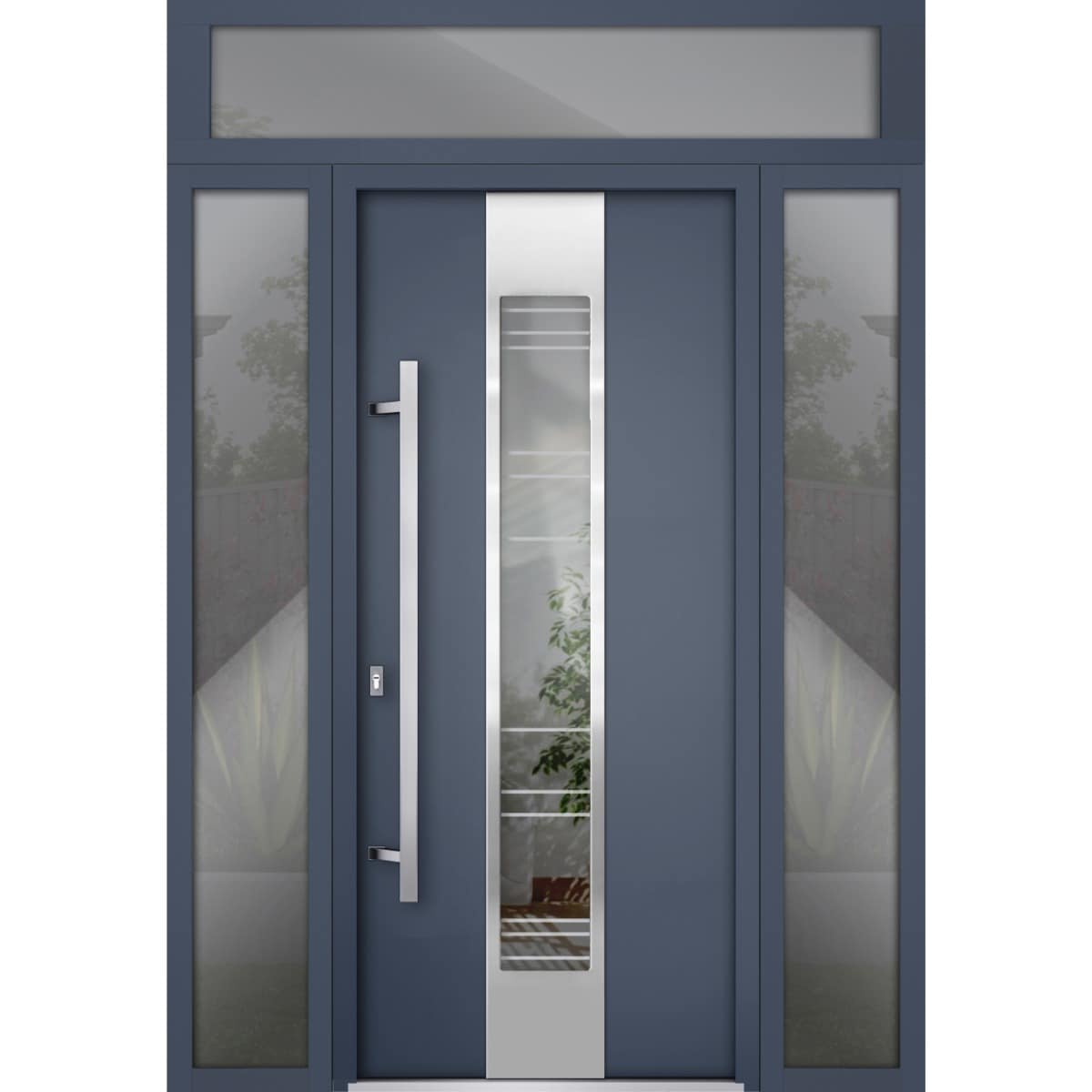 Vdom doors - DEUX5755 Exterior Prehung Steel Door Gray Graphite 60-in x 96-in Right-hand inswing
