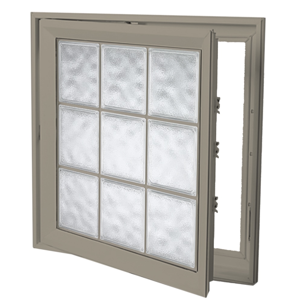 Hy-Lite 8CSUS2121DWGLH Frosted 21-1/2-in x 21-1/2-in x Driftwood Left-Handed Vinyl Casement Window Tempered Glass with Grids ( Full Screen Included )
