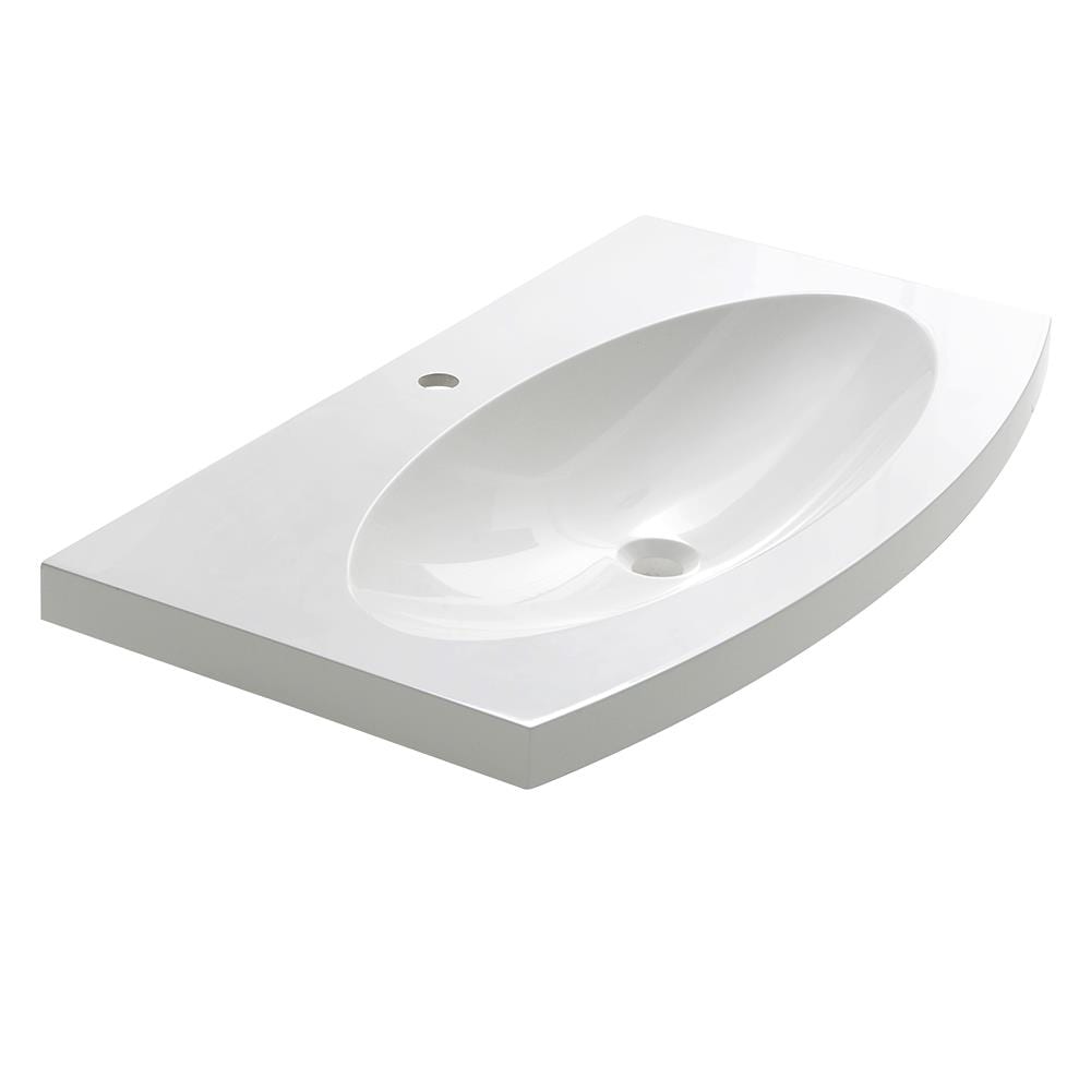 Fresca Energia Whites Acrylic Drop-In or Undermount Oval Modern ...