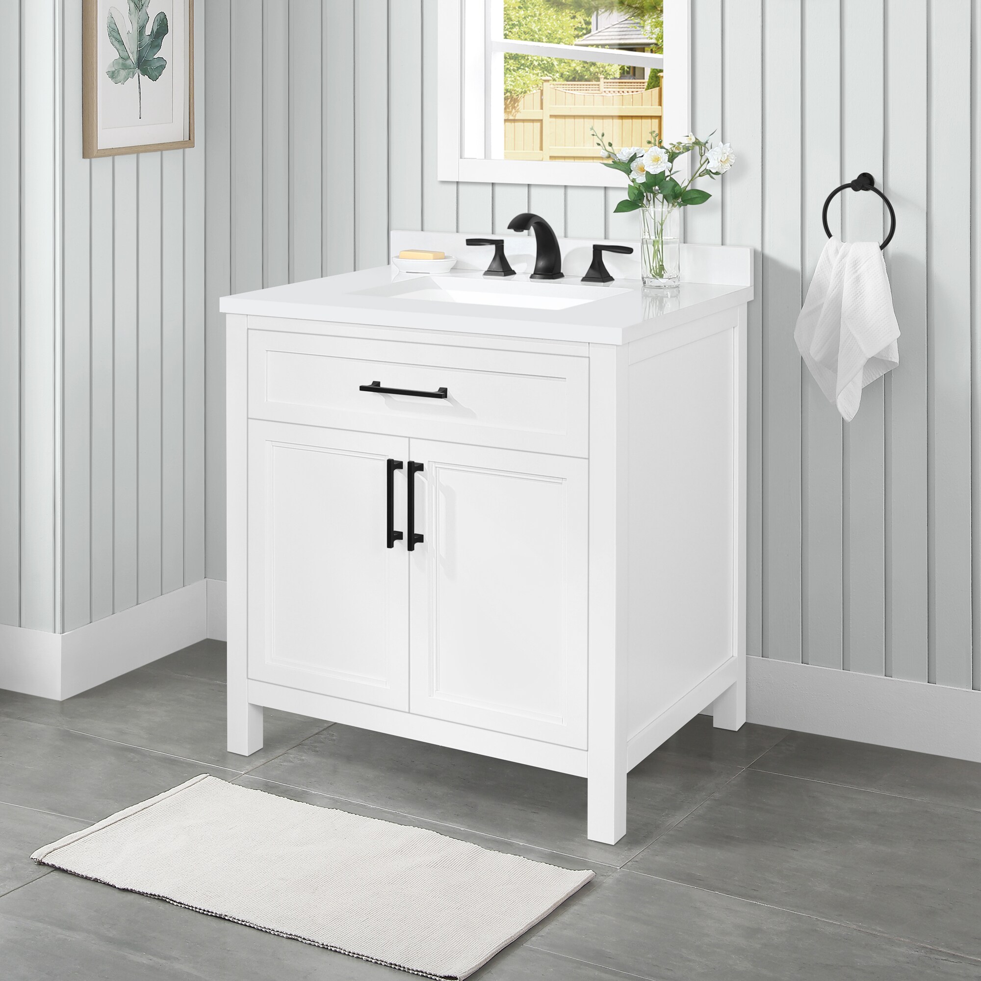 allen + roth Brinkhaven 30-in White Undermount Single Sink Bathroom ...