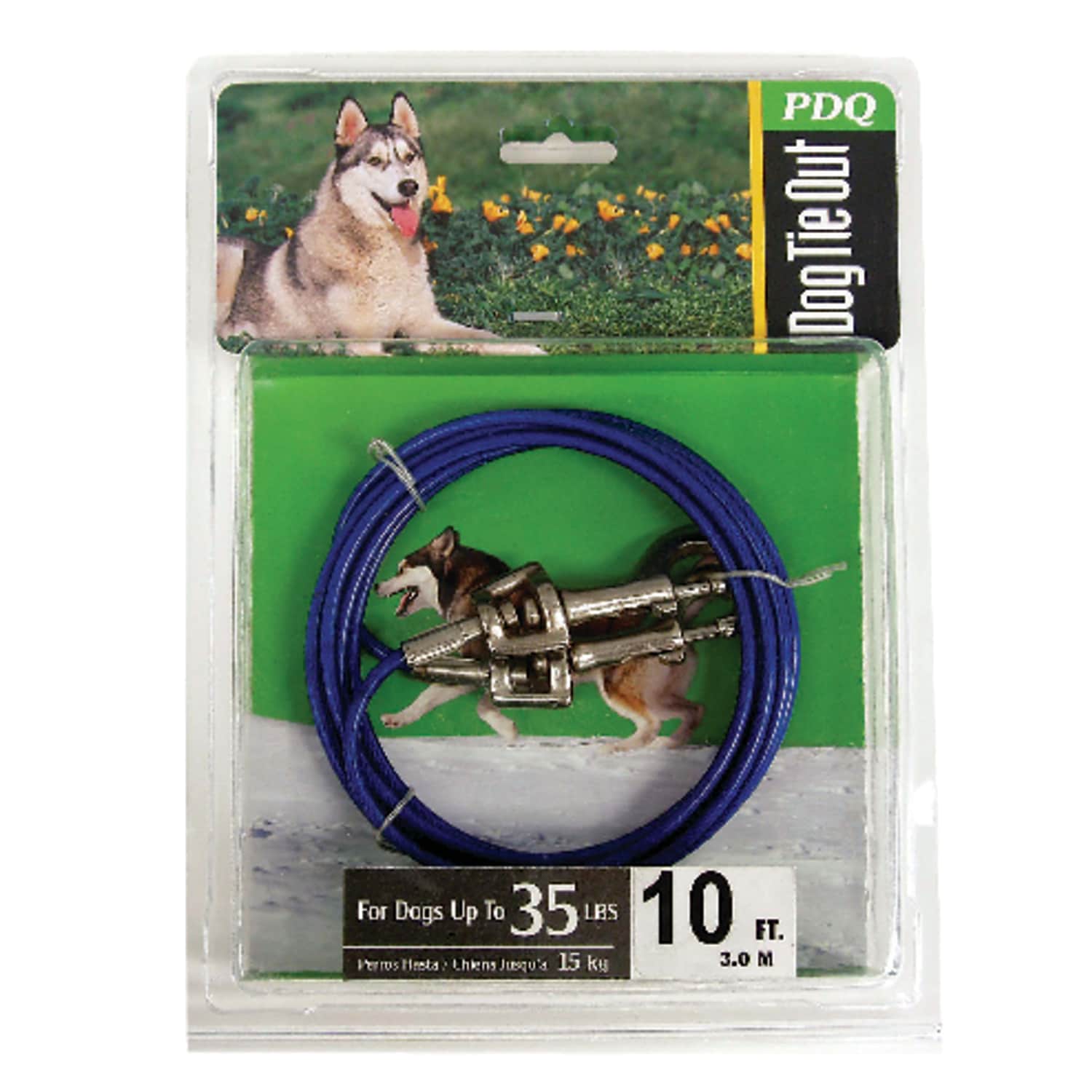Boss Pet Blue  Silver Tie Out Vinyl Coated Cable Dog Tie Out Medium