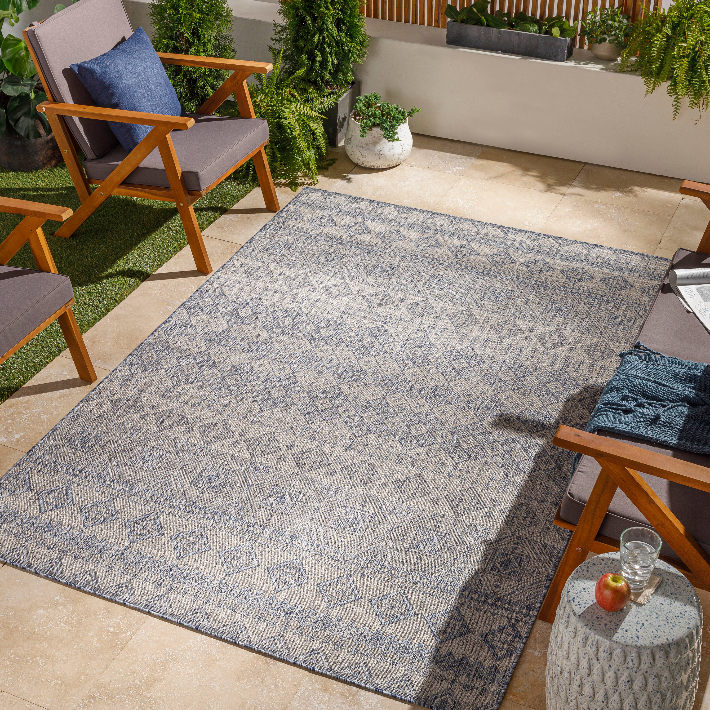 Livabliss TRG2327-537 Tuareg 5 x 7 (ft) Polypropylene Blue Rectangular Indoor/Outdoor Tribal Global Area rug