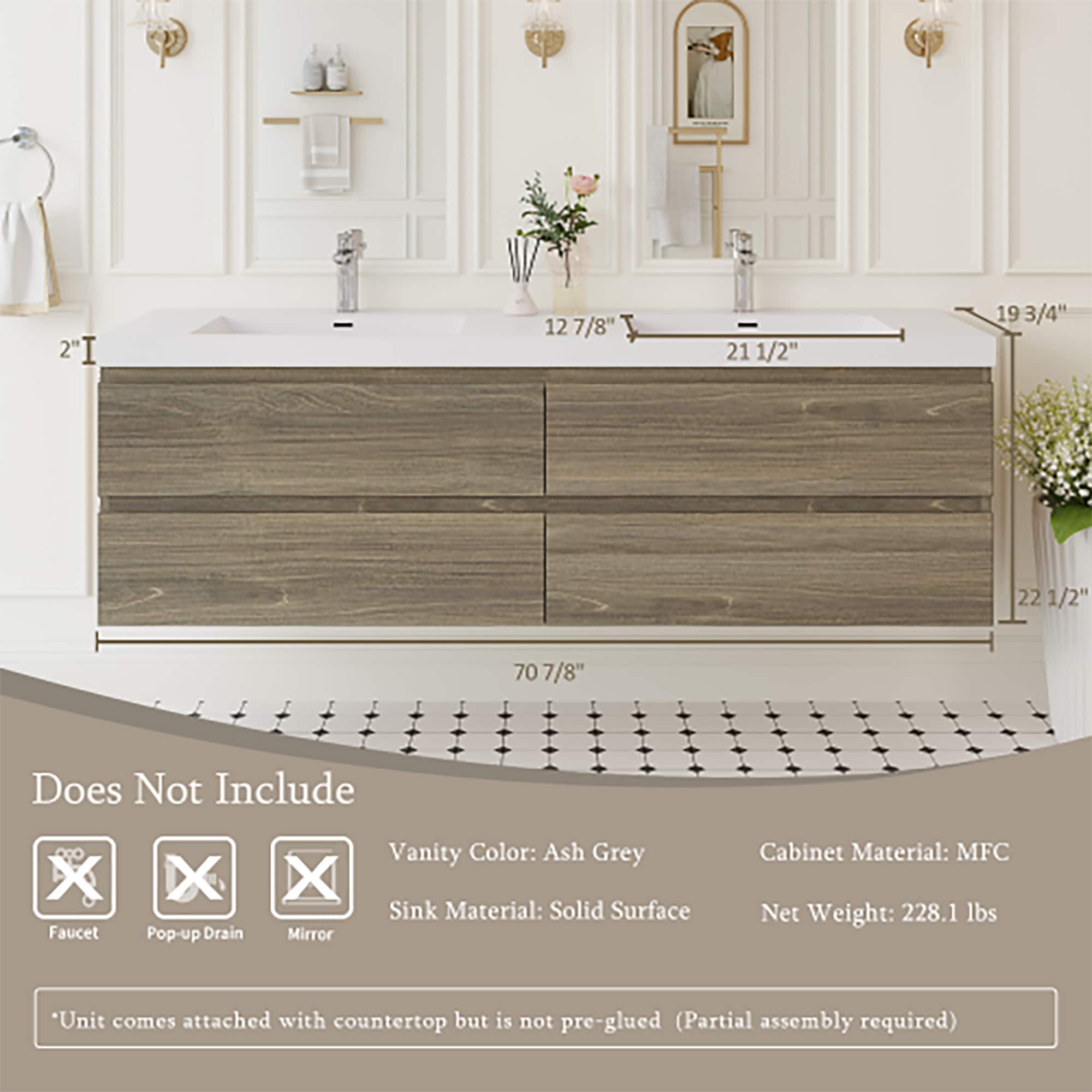 CASAINC MS-20048-CAB-GR-1 Bath-Vanity-Combo - View #6