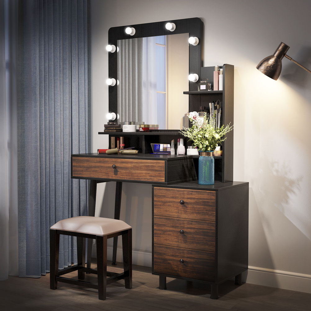 Tribesigns Vanity, Makeup Dressing Table with Drawer & Storage Cabinet