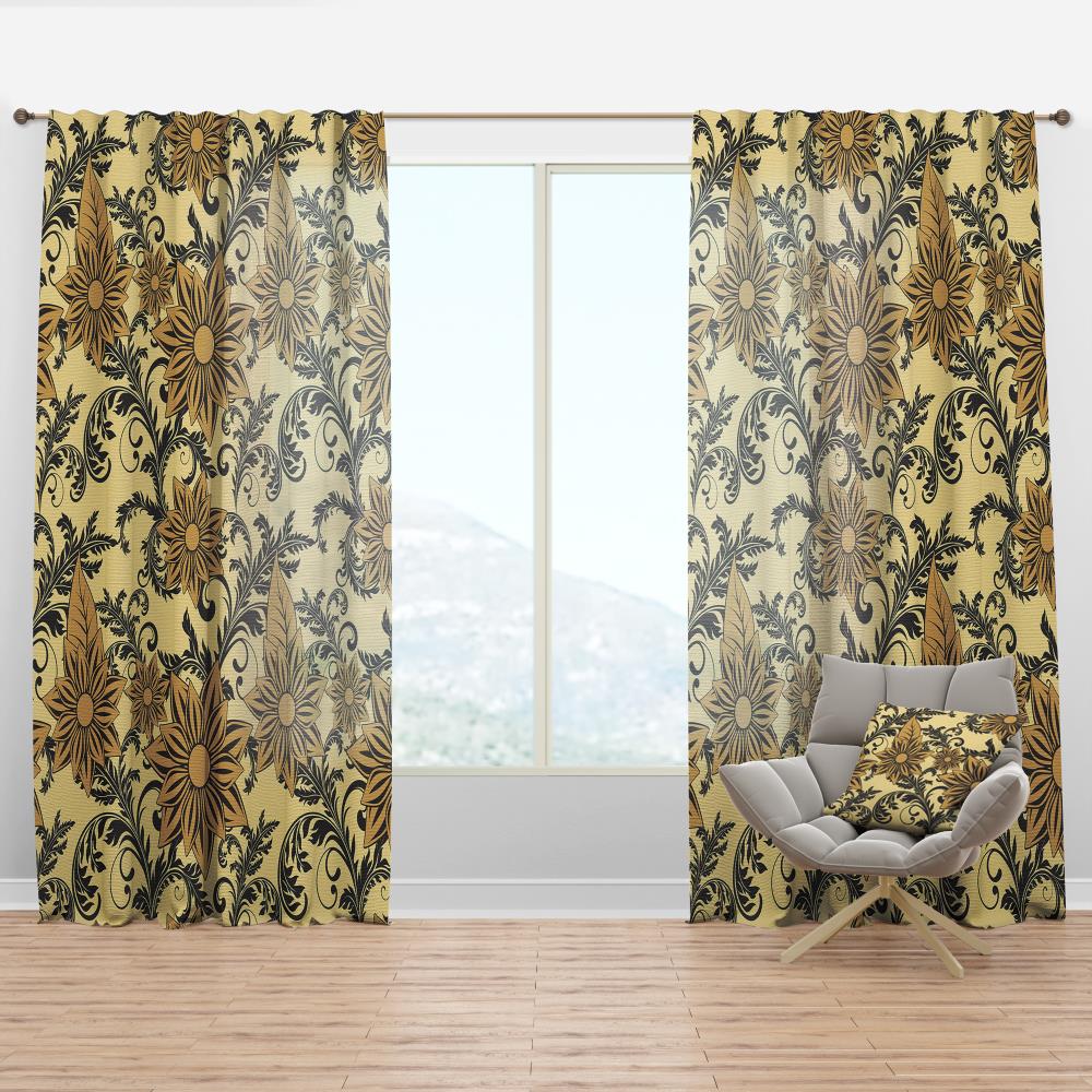 Designart CTN18823-52-84 84-Inches Yellow Room darkening Thermal lined Rod pocket Single curtain panel