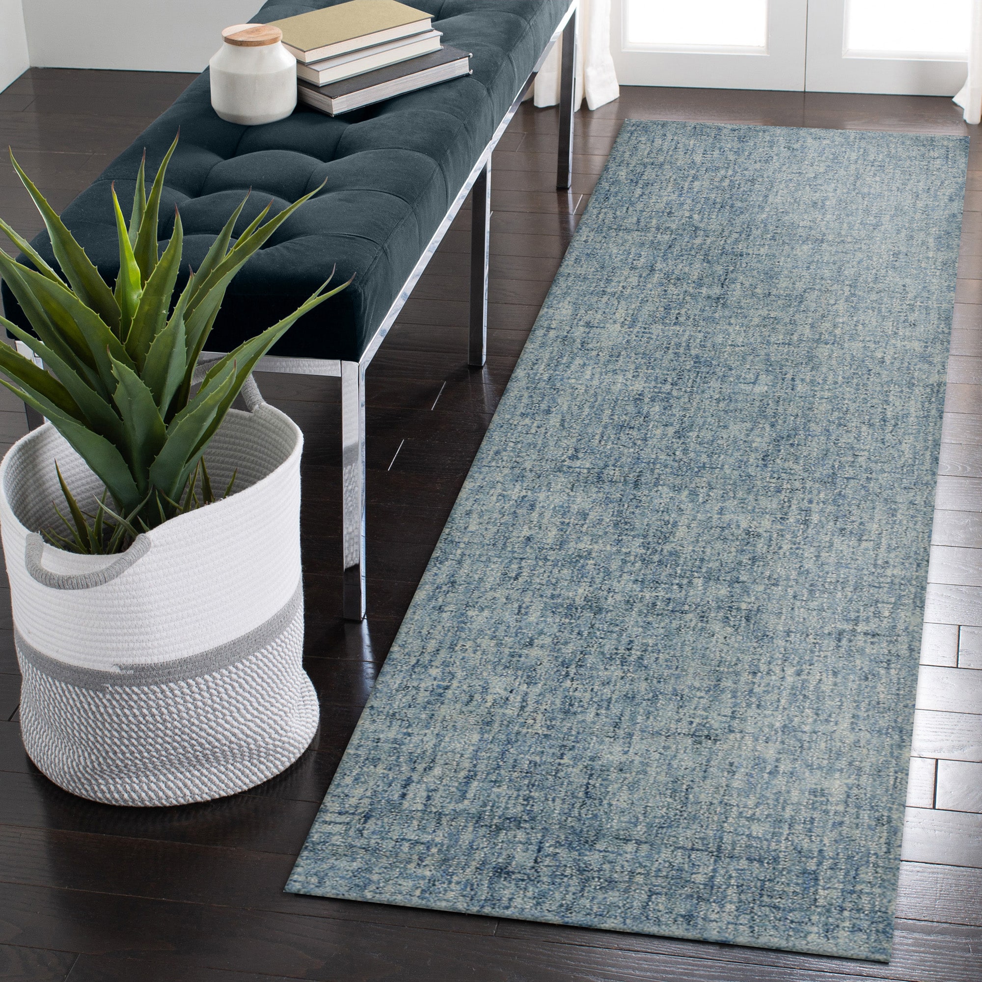 Liora Manne SVHR8950303 Savannah 2 x 8 (ft) Tufted Wool Blue Rectangular Indoor Solid Industrial Runner rug