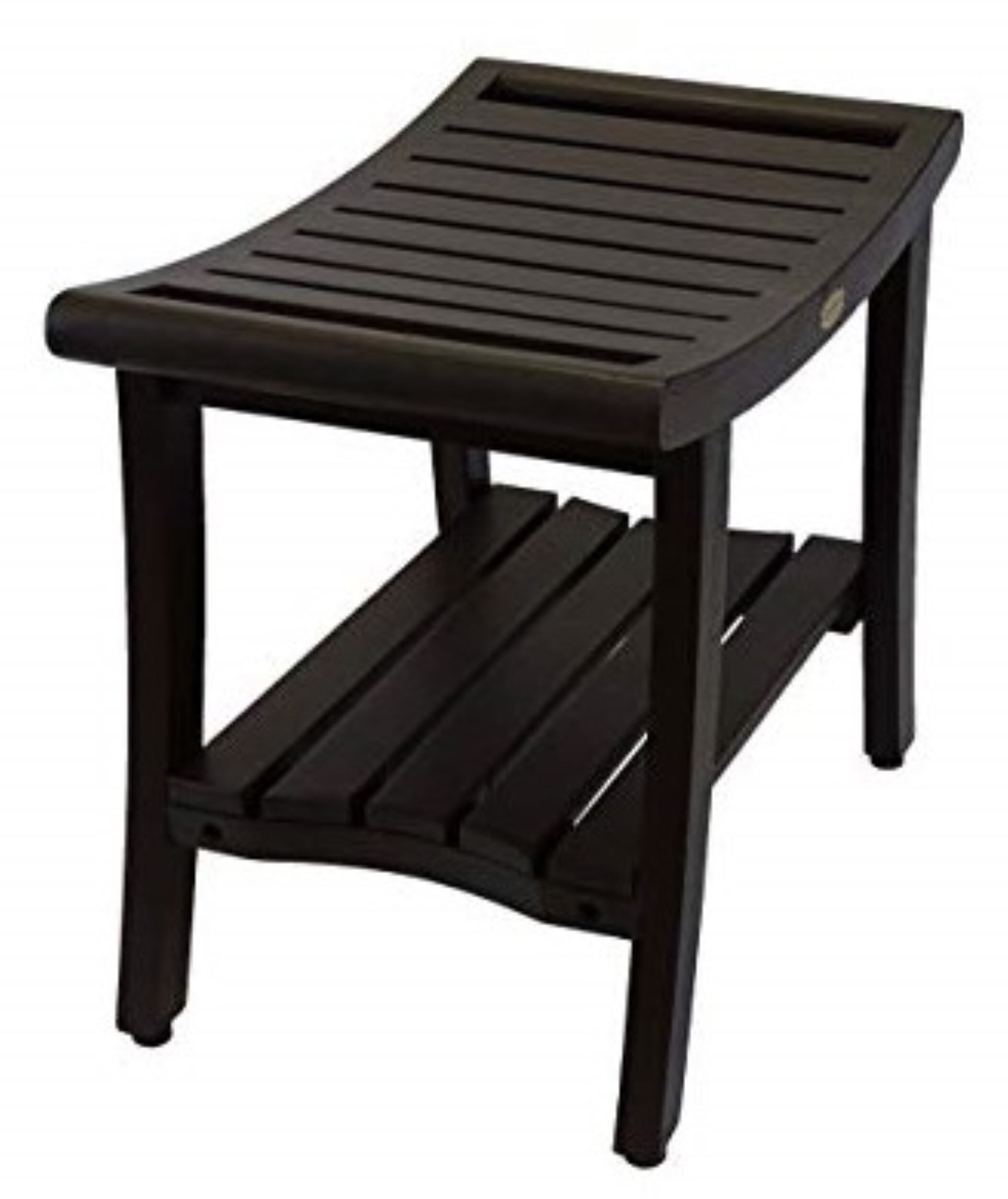 Elegant Harmony 24" Wide Teak Wood Safety Shower Bench with Shelf