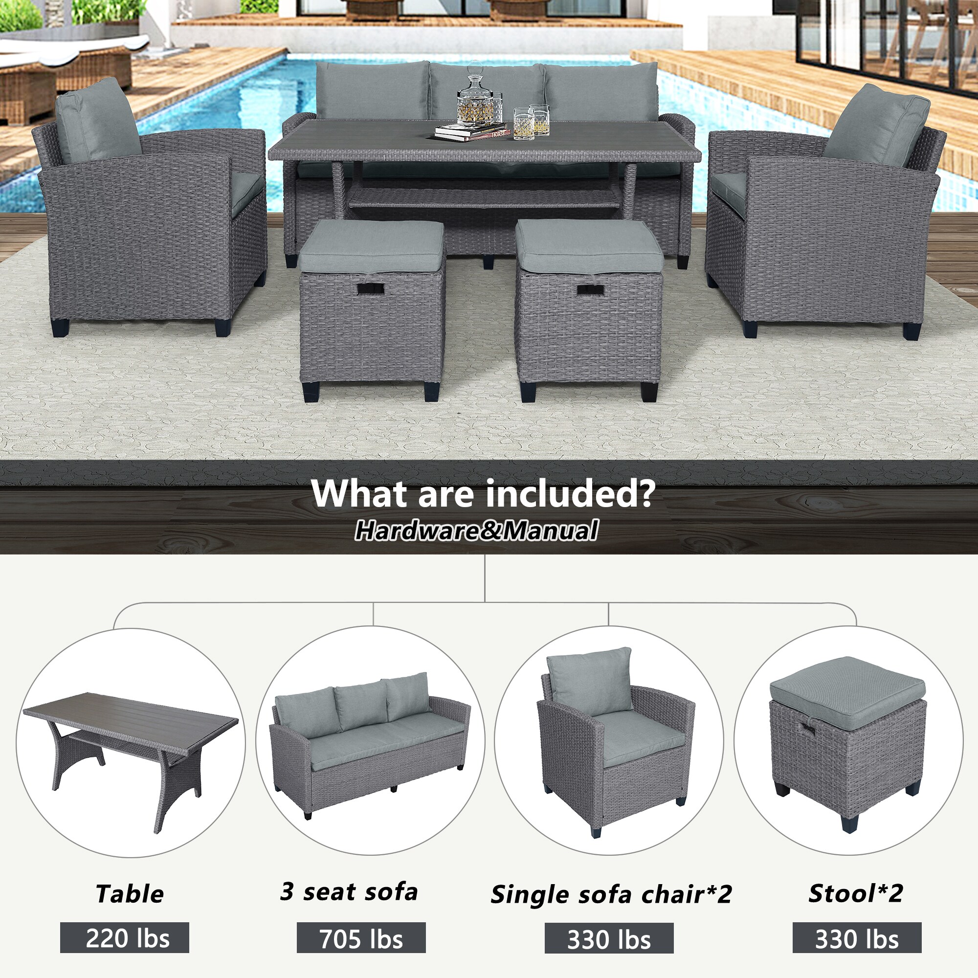 Forclover CBE-6PS0024NY Patio-Conversation-Sets - View #4