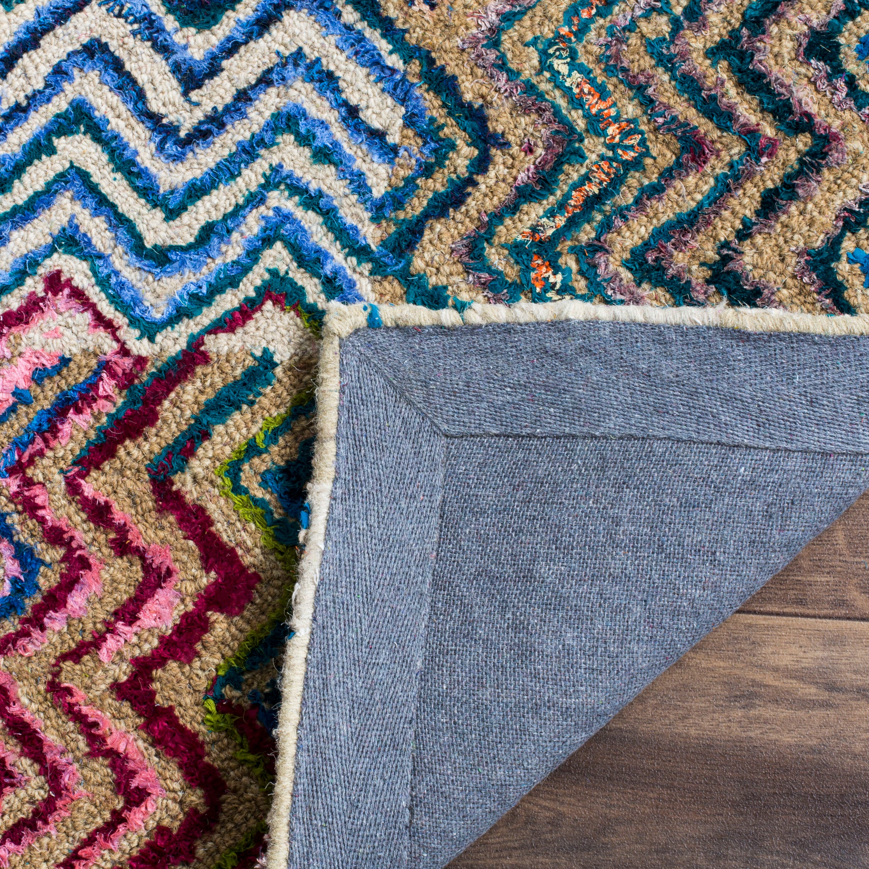 Multicolor Hand-Tufted Wool and Synthetic Square Rug, 4' x 4'