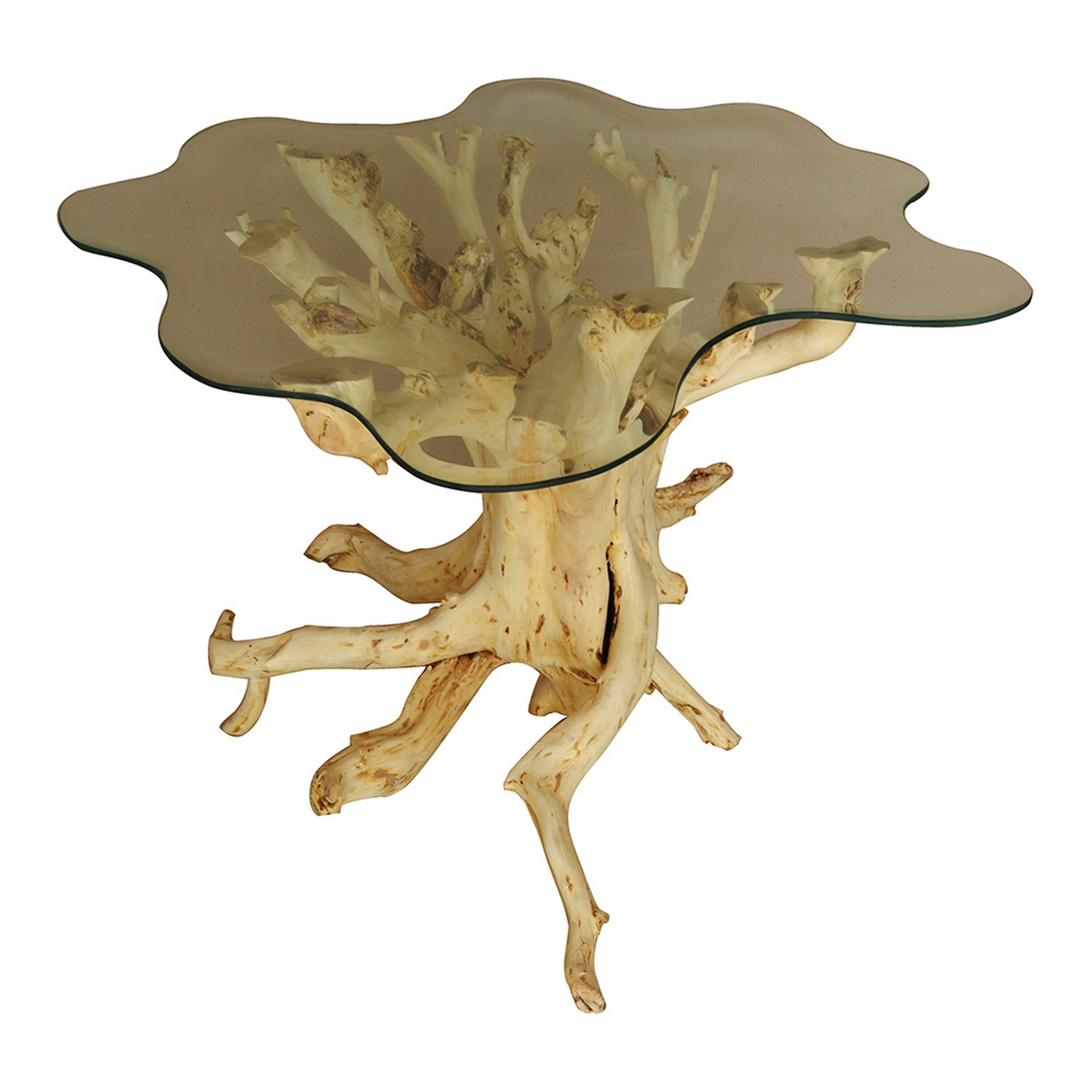 Benzara BM311948 27.6-in W x 21.7-in H Brown Wood Round Modern End Table