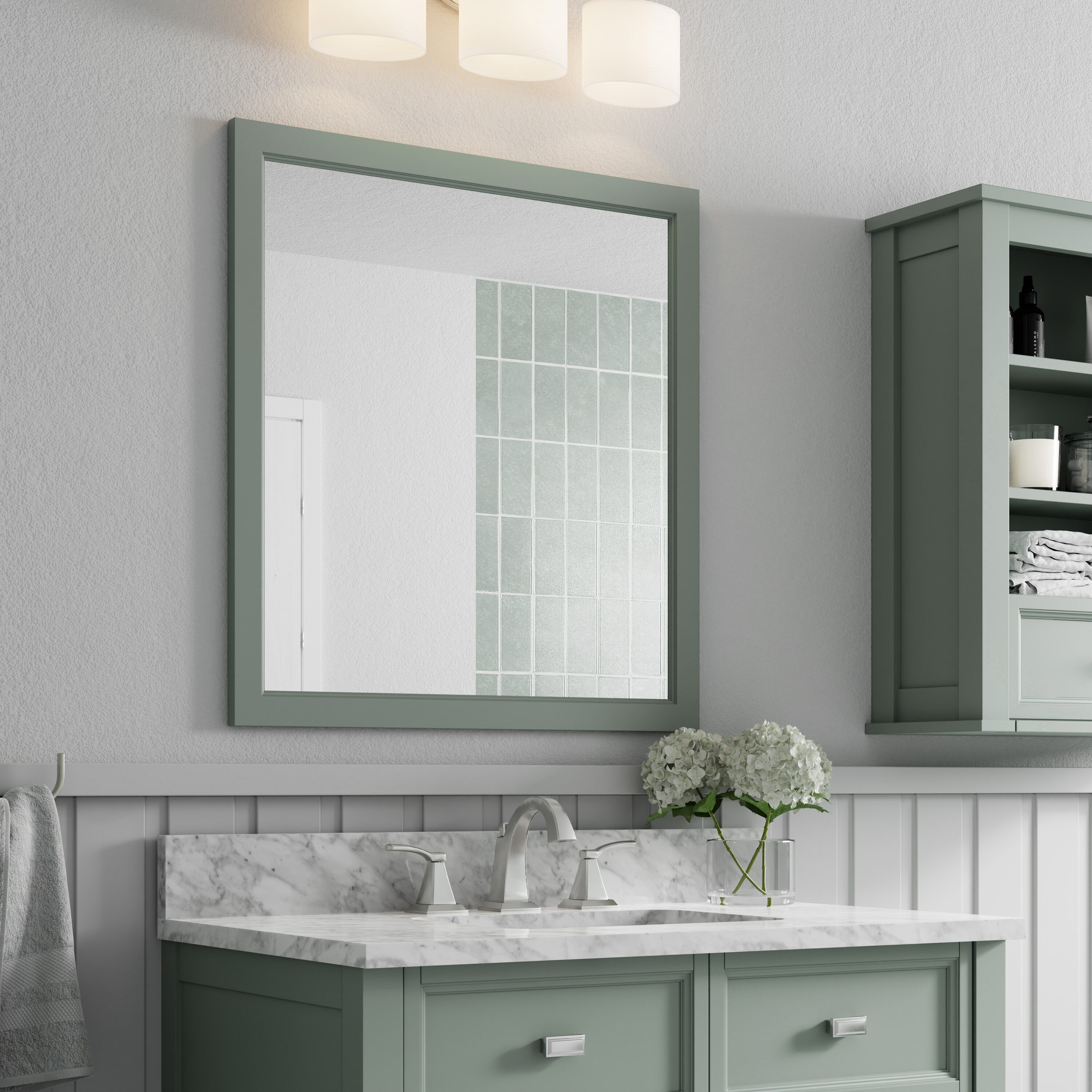 allen + roth Brinkhaven 20-in x 28-in White Framed Bathroom Vanity