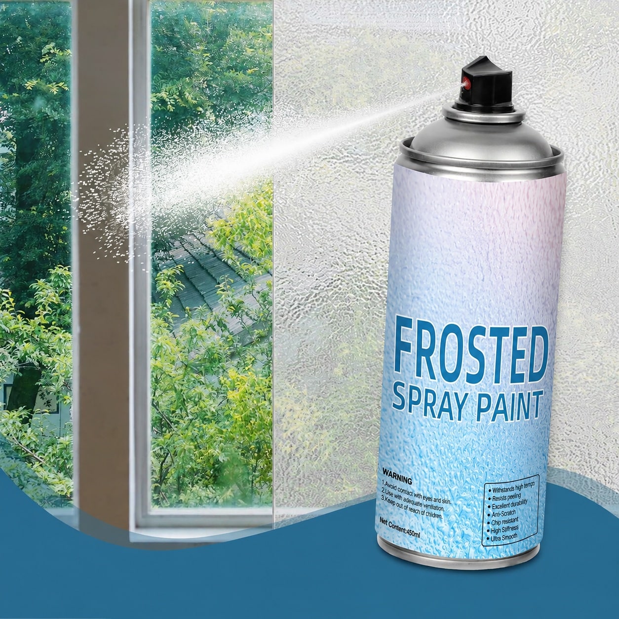 Yichuhaoxi  Glass Frosted Spray Paint Translucent Sixteen Ounce Frosted Paint for Windows Privacy Glass Frosting for Home Bathroom Door Kitchen