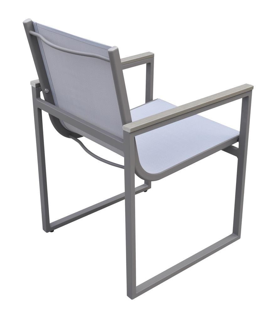 Gray Aluminum Outdoor Dining Chairs with Cushions - Set of 2