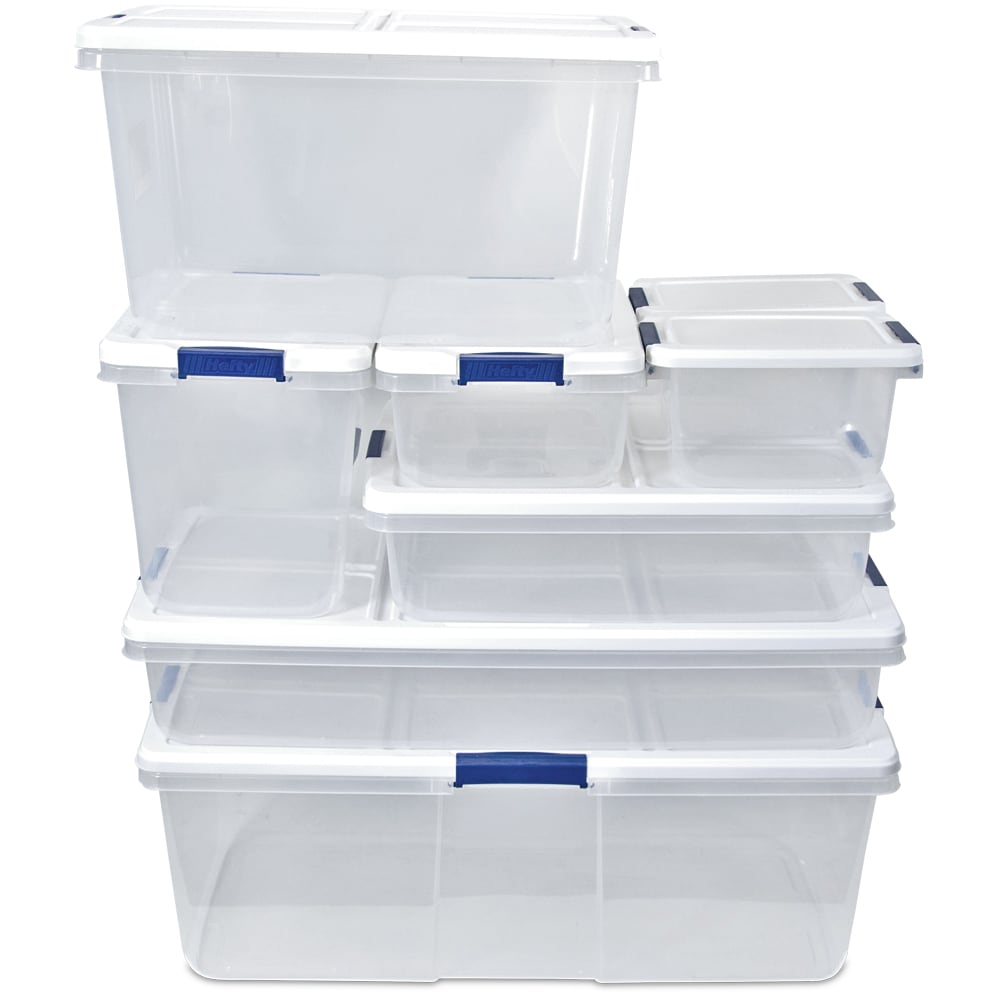 EudokkyNA 4-Pack 34 Quart Clear Plastic Storage Boxes with Lids, Latching  Bins Totes with Wheels