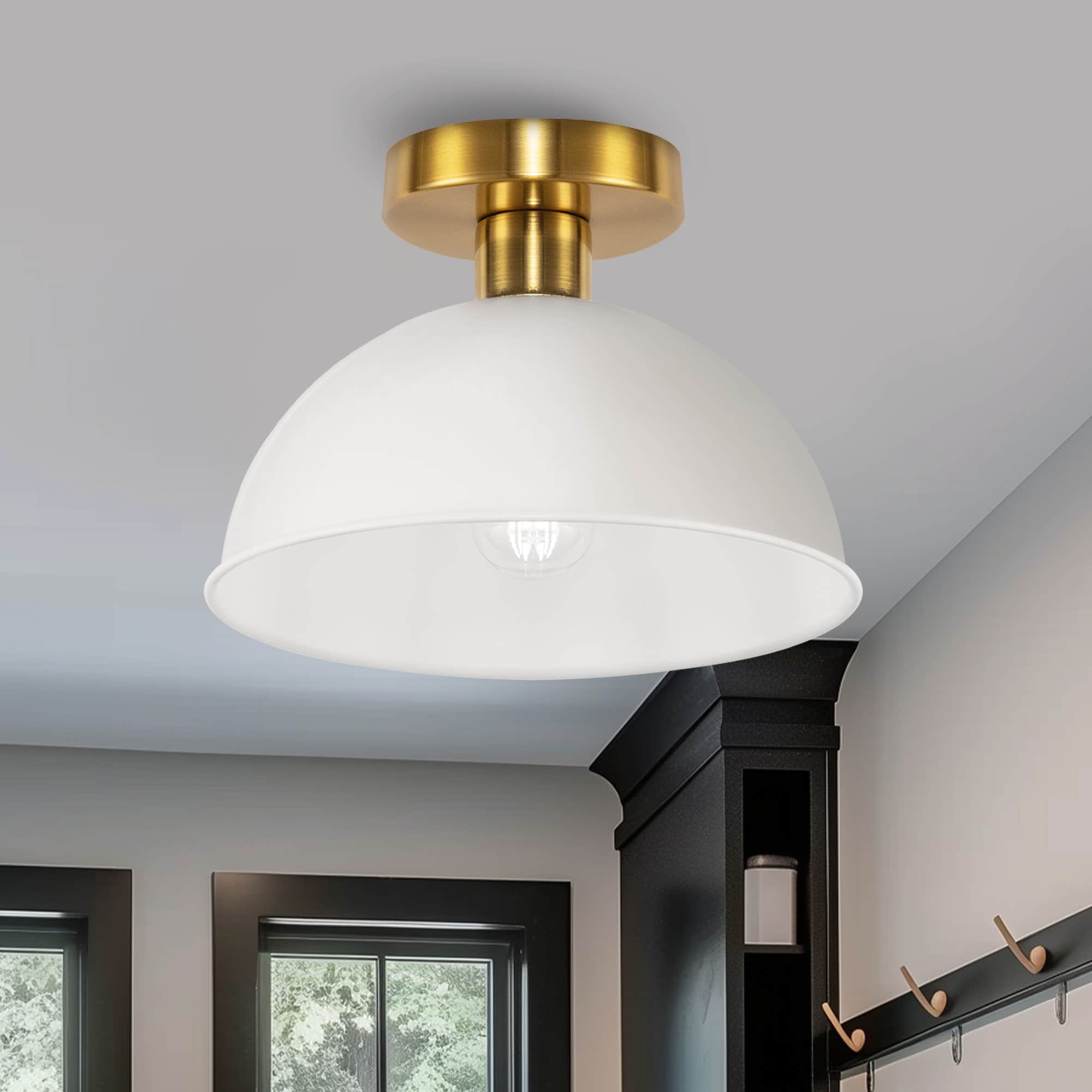 YANSUN LA-JQ02101CGD-11 2 -Light 10.1-in Gold Semi Flush Mount Light