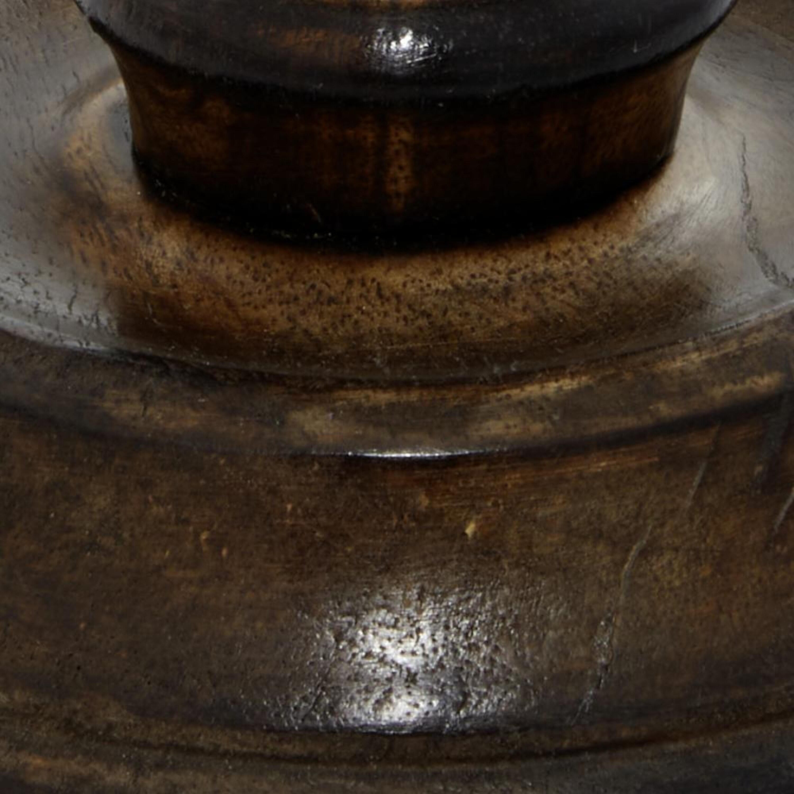 Dark Brown Mango Wood Pillar Candlestick Set of 3