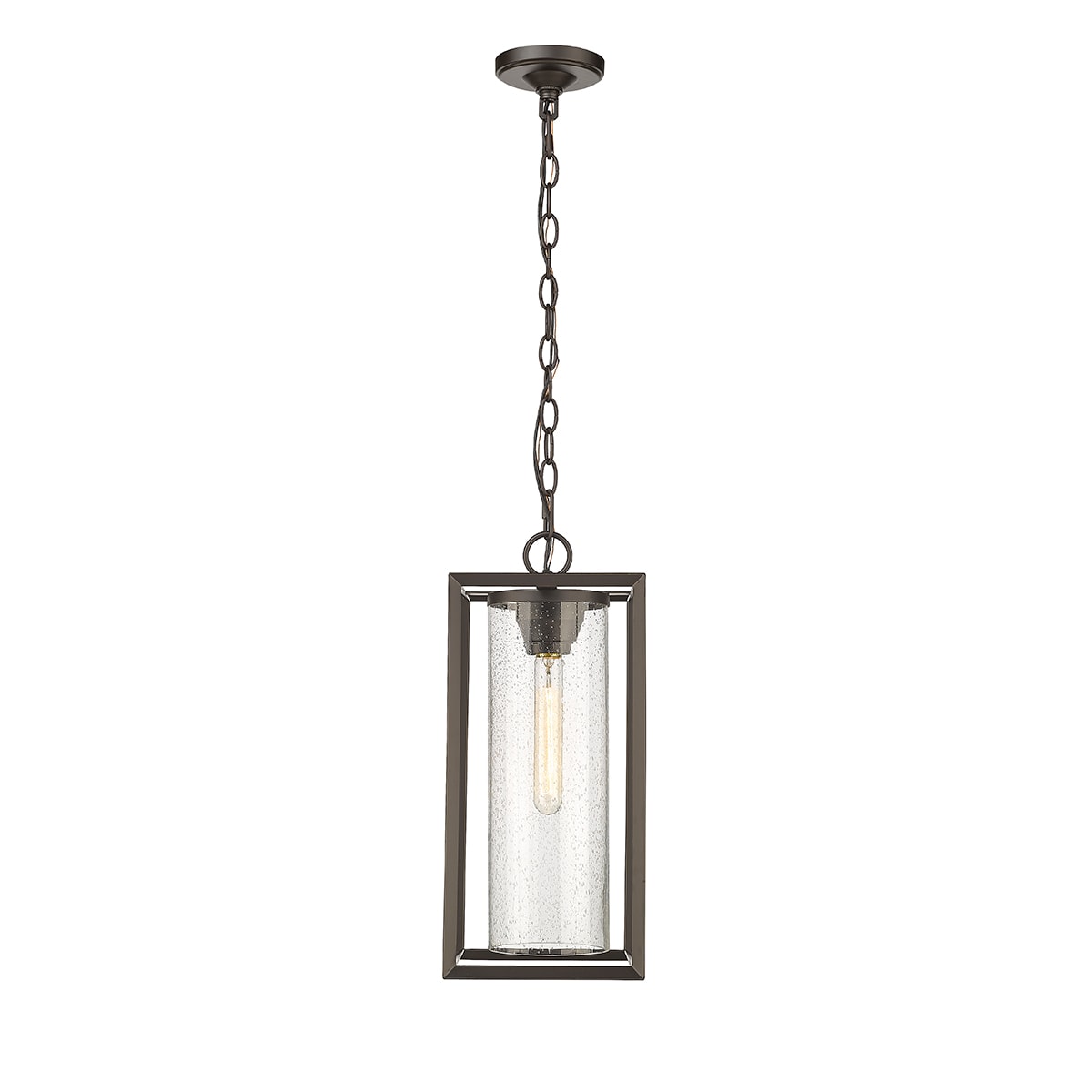 Millennium Lighting 4562-PBZ Wheatland Powder Coat Bronze Transitional Seeded glass Geometric Mini Indoor/Outdoor Hanging Pendant light