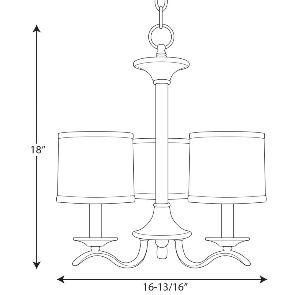 Antique Bronze 3-Light Chandelier with Off-White Drum Shades