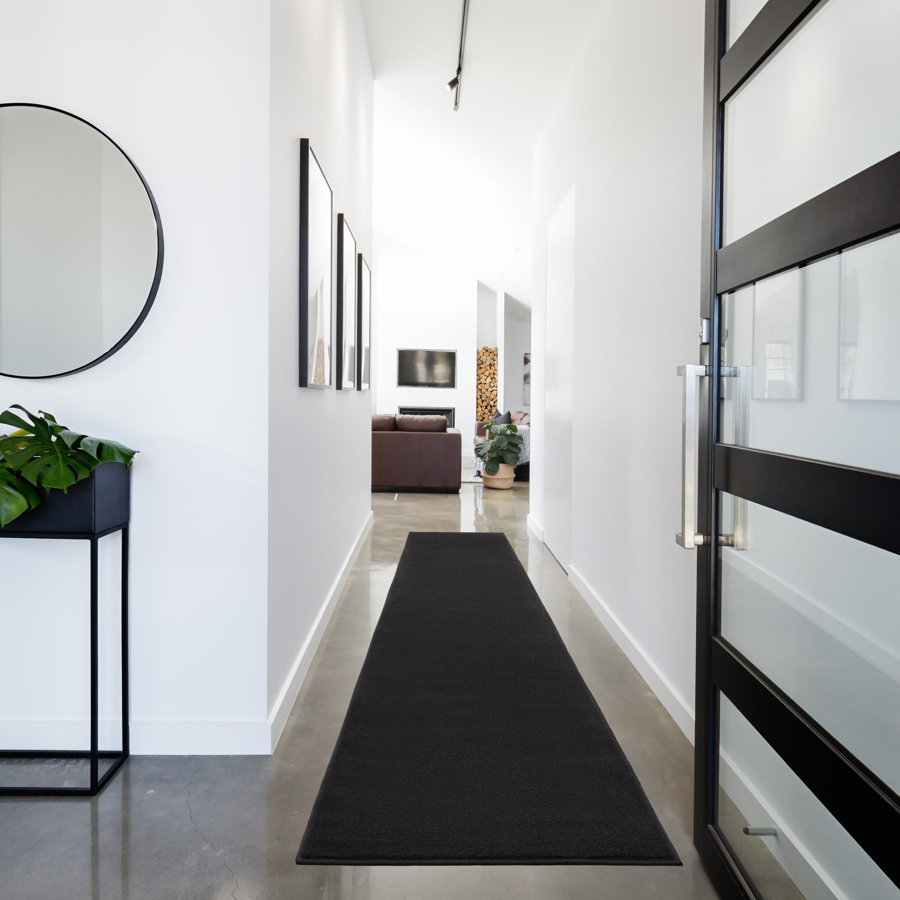 Nourison 099446062390 Essentials 2 x 14 (ft) Loomed Polypropylene Black Rectangular Indoor/Outdoor Runner rug