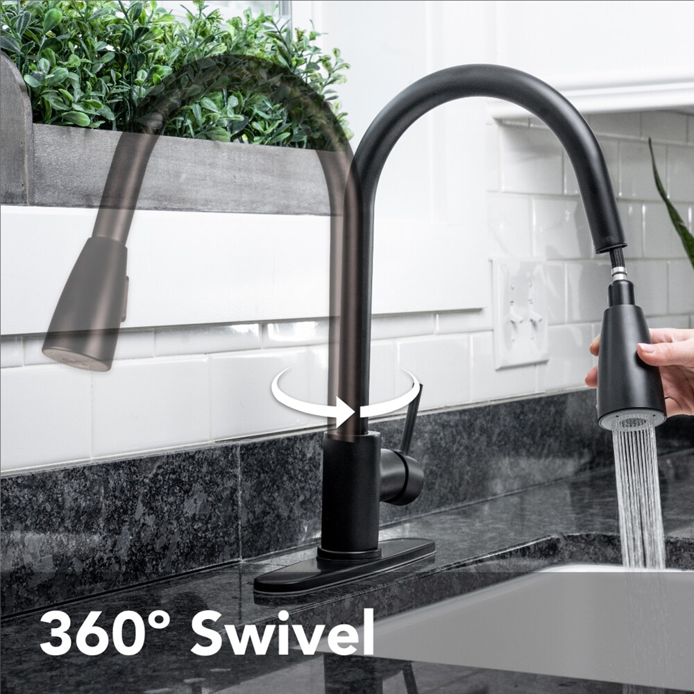 Ez Flo Kitchen Series Matte Black Single Handle Pull Down Kitchen Faucet With Sprayer Deck 