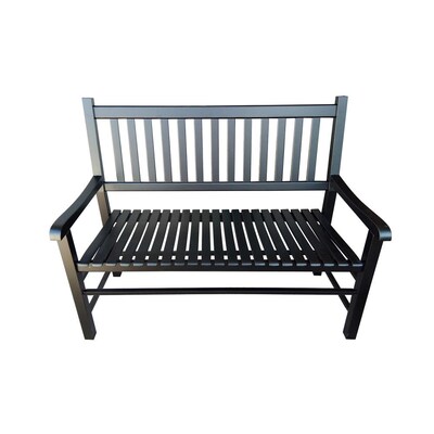Garden Treasures 50 In W X 38 58 H Black Bench The Patio Benches Department At Com - How To Shine Black Metal Patio Furniture