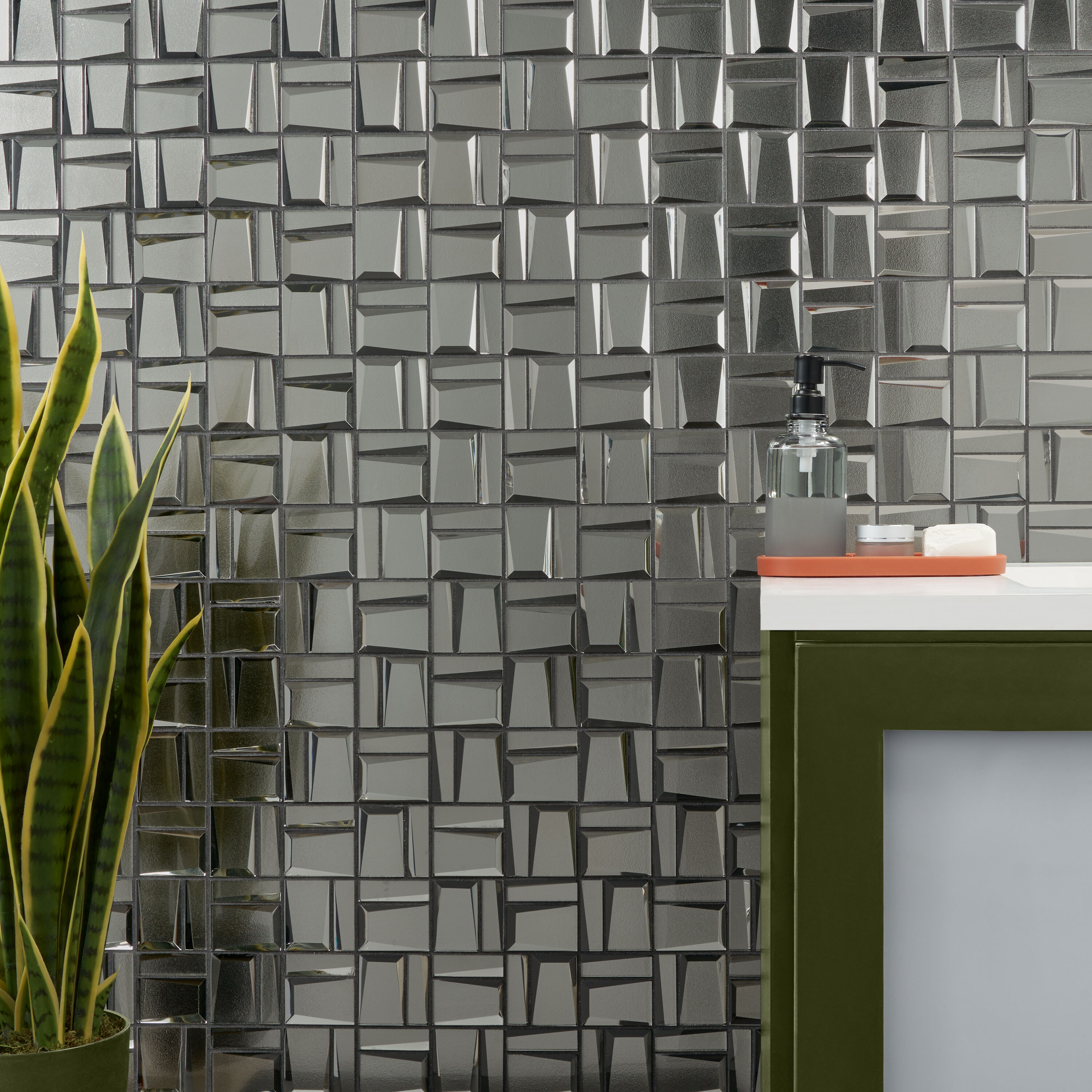 Revell 11" x 12" Glass Grid Mosaic Wall Tile (0.88 Sq. Ft. / Each)