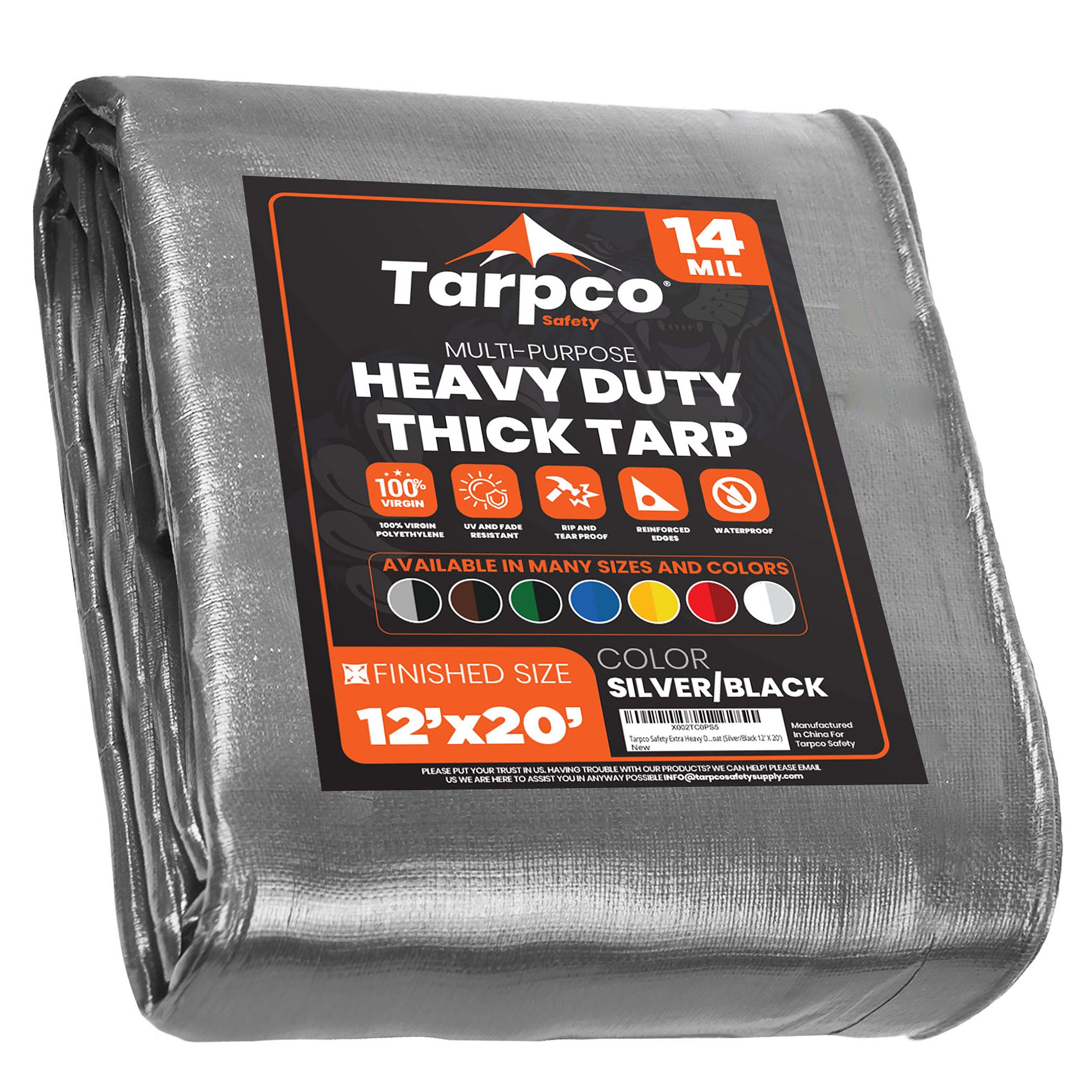 Tarpco Safety TS-101-12X20 12-ft x 20-ft Silver Waterproof Commercial Polyethylene 14-Mils Tarp