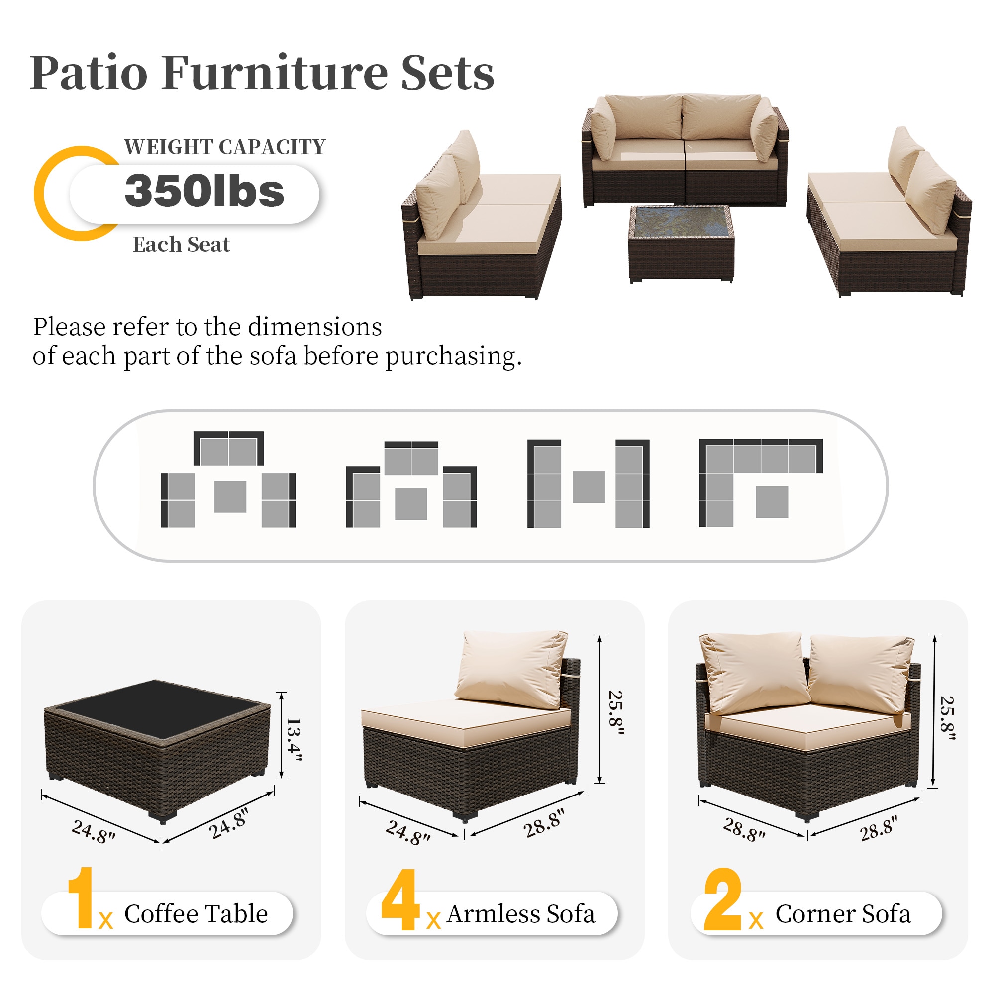 UPHA PL-2CZ-42TPWH-H1 Patio-Conversation-Sets - View #7