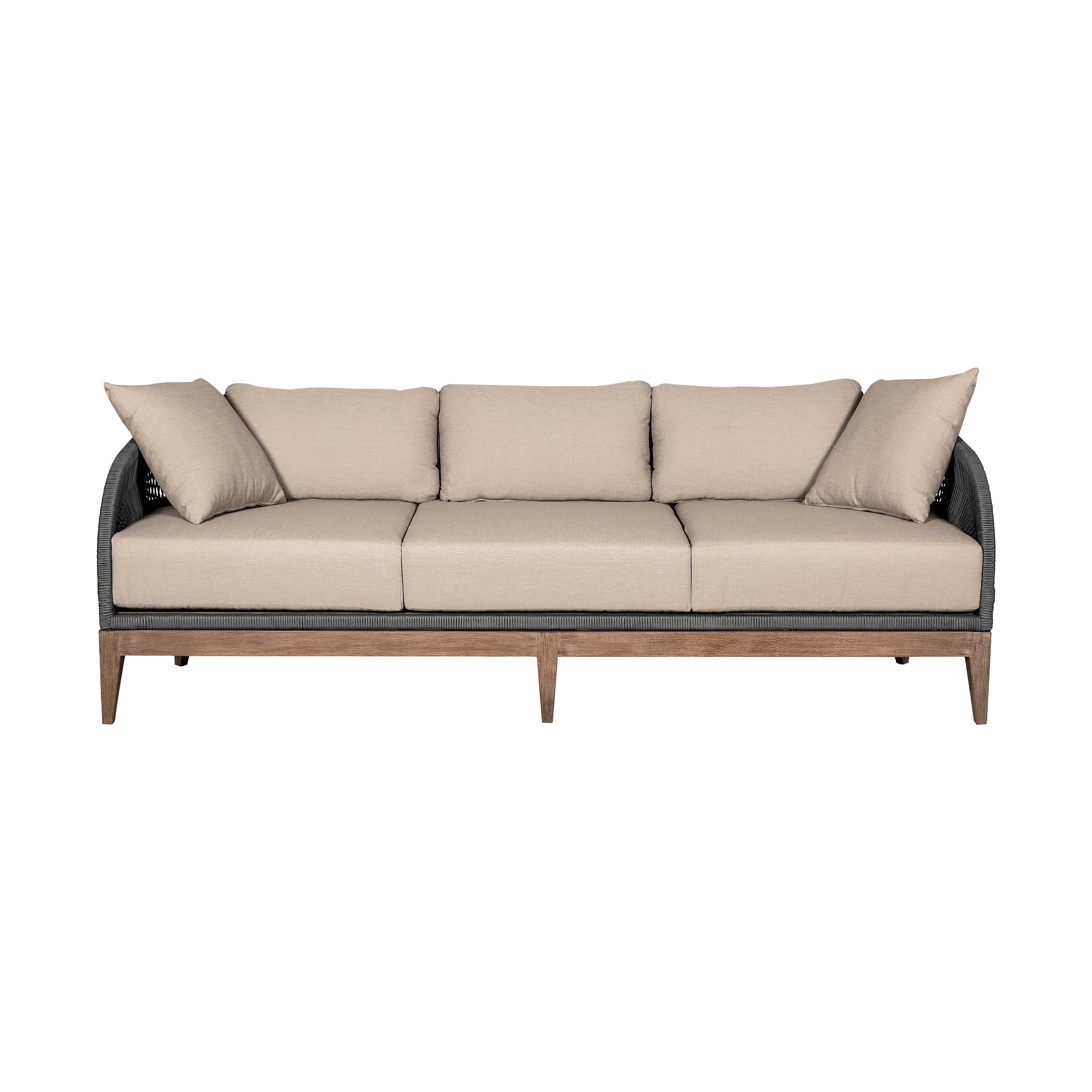 Armen Living SETOR4EUCTP 4-Piece Patio Sofa Conversation Set with Gray Cushions