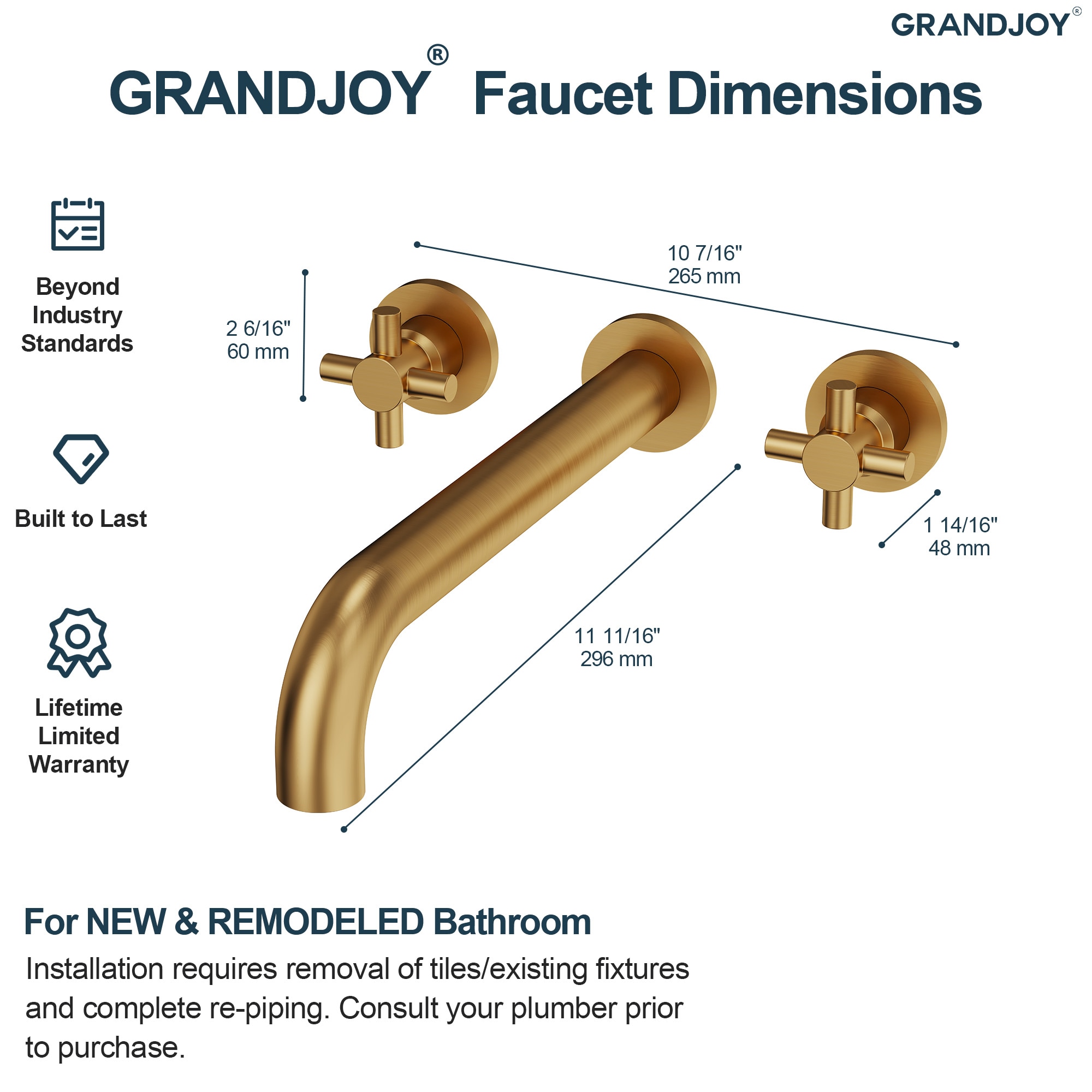 GRANDJOY TOBILI202C Roman-Tub-Faucets - View #11